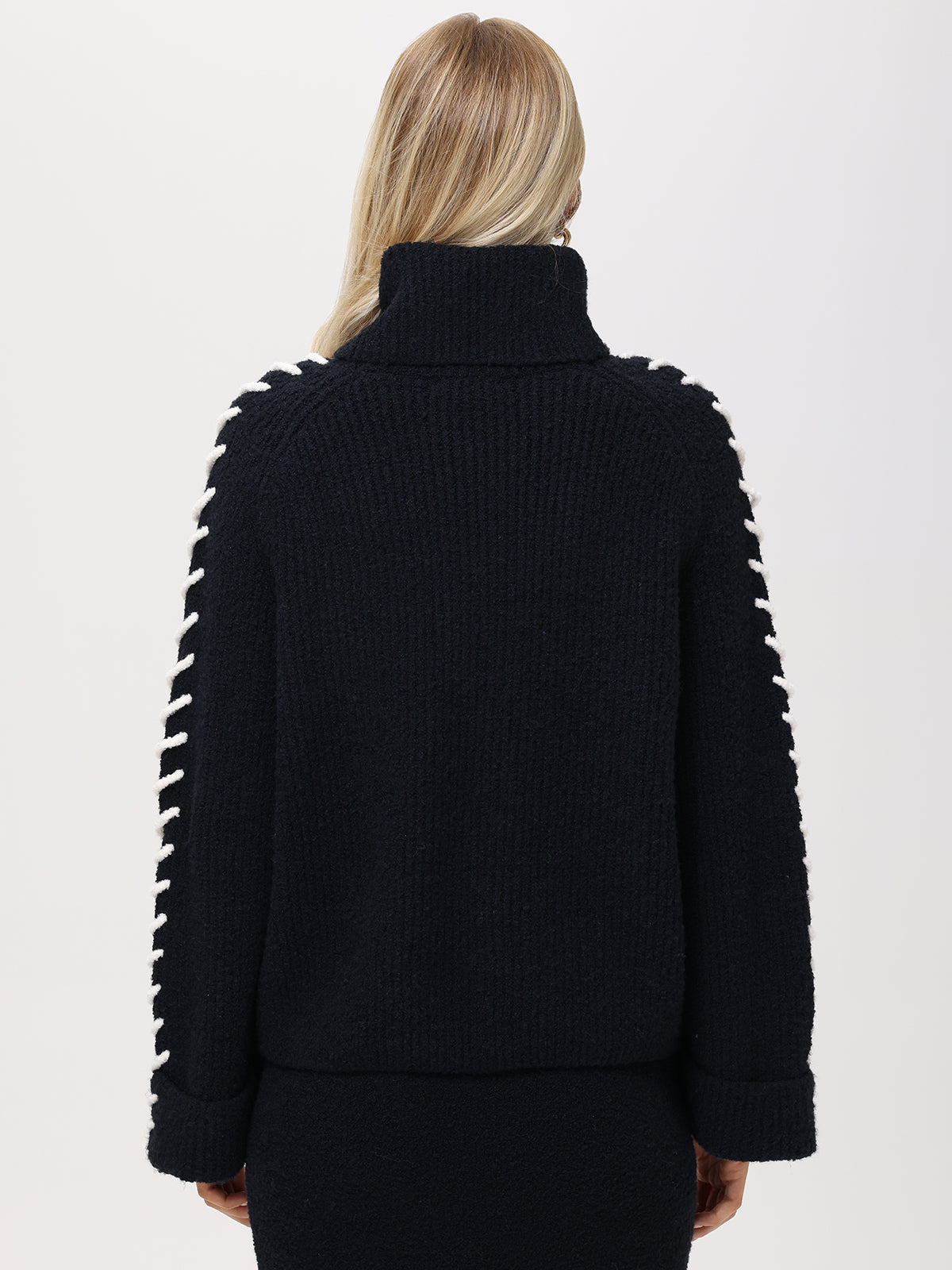 Vida Whipstitch Sleeve Turtleneck Sweater for Women - Cozy Winter Knit Pullover - Perfect for Office, Date Night & Holiday Outfits