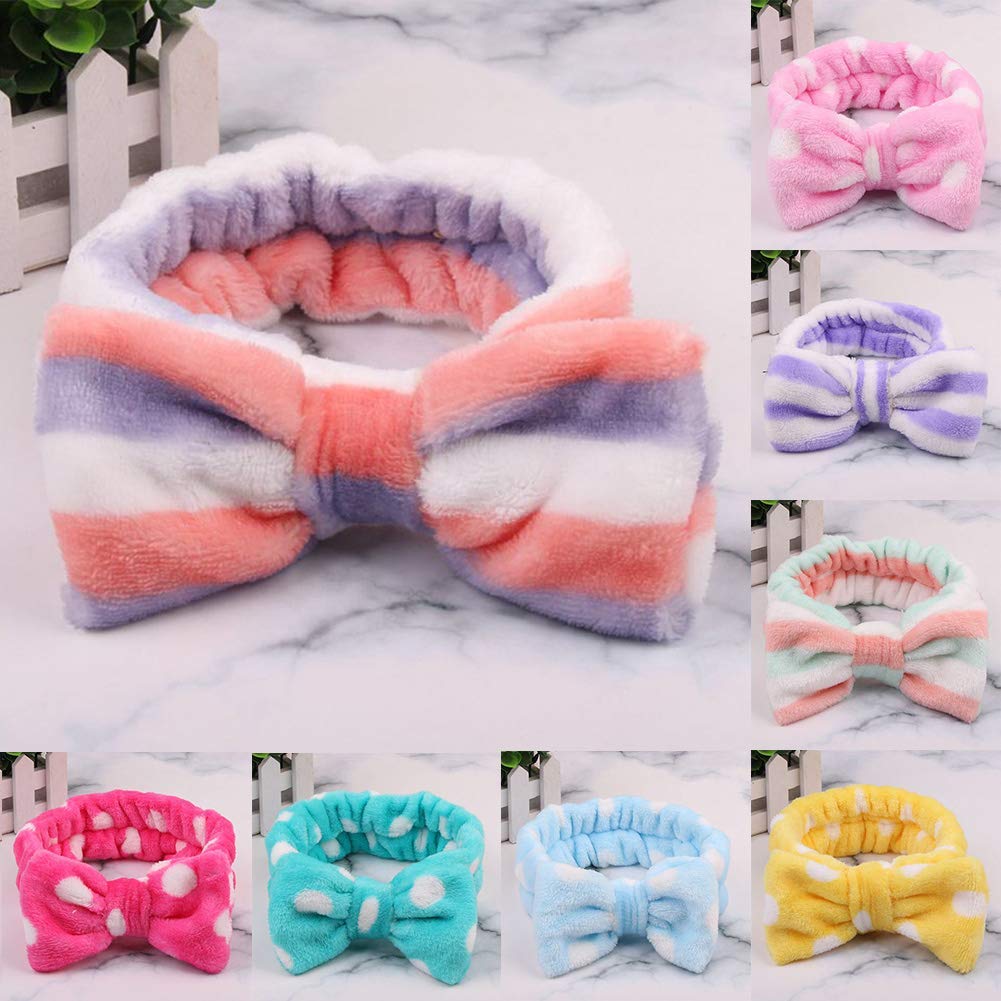 Rubela Soft Velvet Elastic Headband for Women - 2 Pack Spa Headbands for Skincare, Makeup, Hair Washing & Facial Care (Random Colors) - Perfect for Beauty Routine, Salon & Home Use