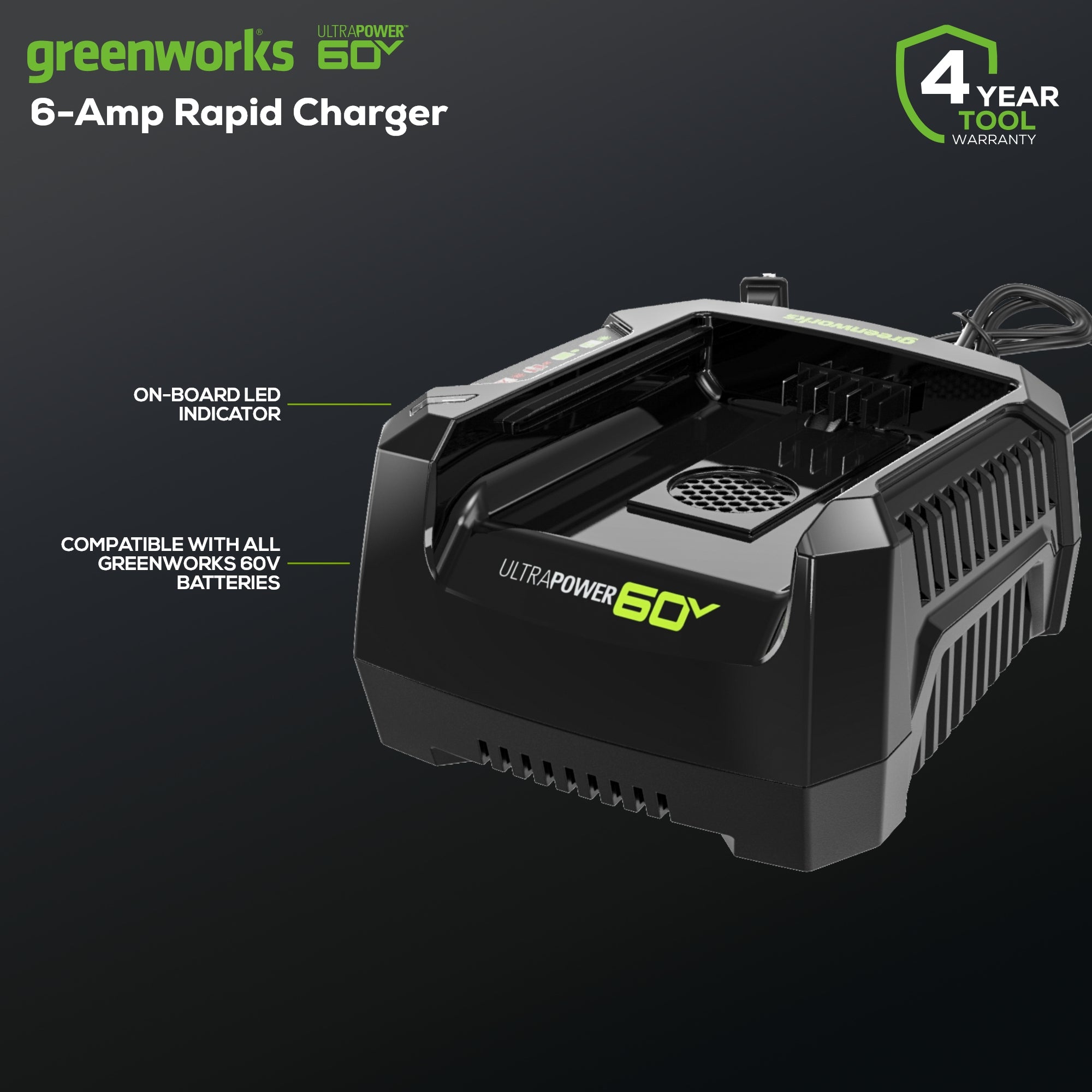 60V 6A UltraPower Fast Battery Charger - High-Speed Charging for Electric Scooters, Golf Carts & Power Tools - Perfect for Home & Outdoor Use