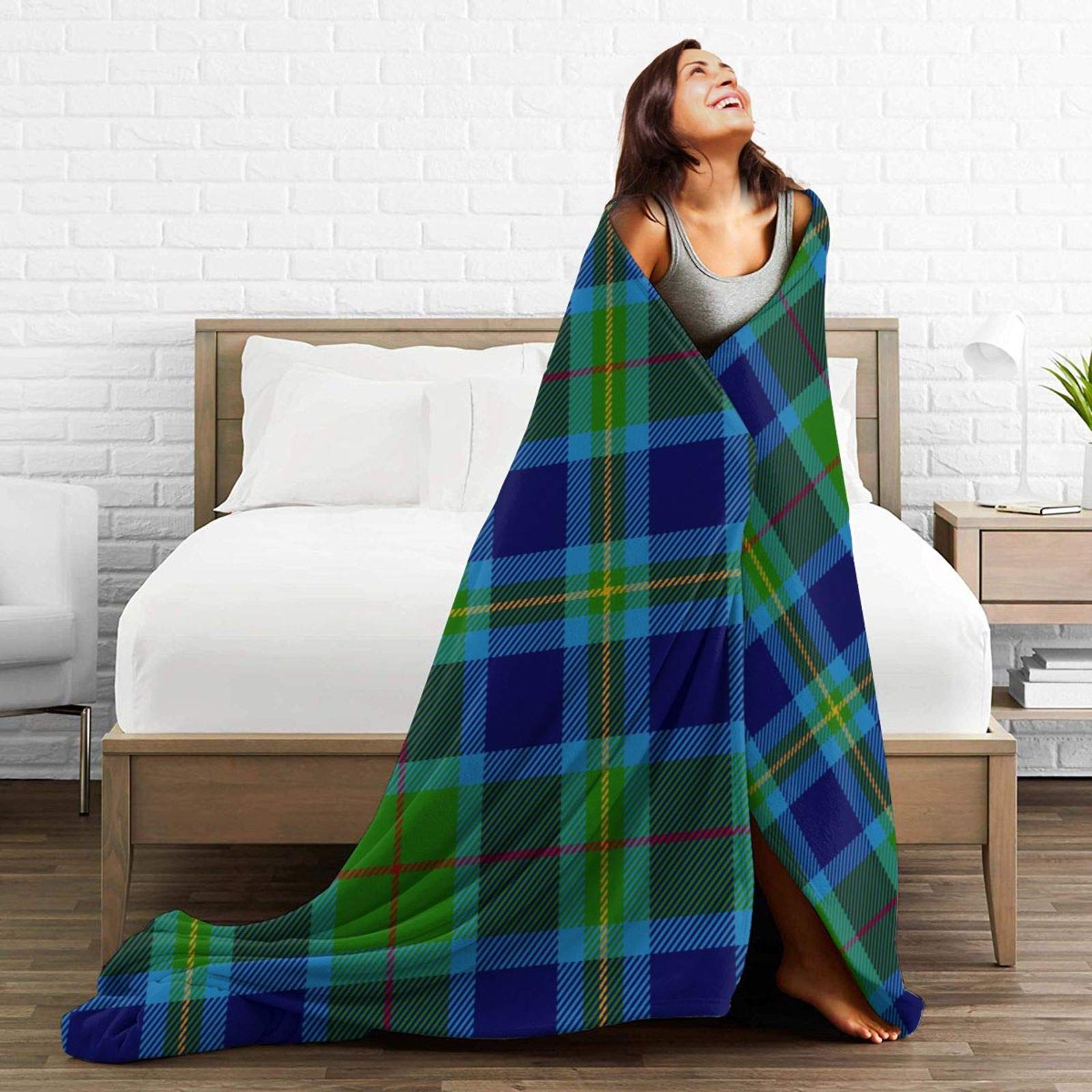 Clan Miller Tartan Throw Blanket - Ultra Soft Flannel Blanket for Bed, Sofa & Couch - Cozy Warm Plaid Blanket for Winter Nights, Living Room Decor & Gift Ideas