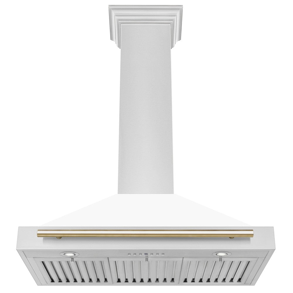 ZLINE KB4STZ WM36 36-inch Convertible Stainless Steel Range Hood with White Matte Shell - Professional Kitchen Ventilation for Gas Stoves & Cooking Areas - Perfect for Modern Home Kitchens & Restaurant Style Cooking
