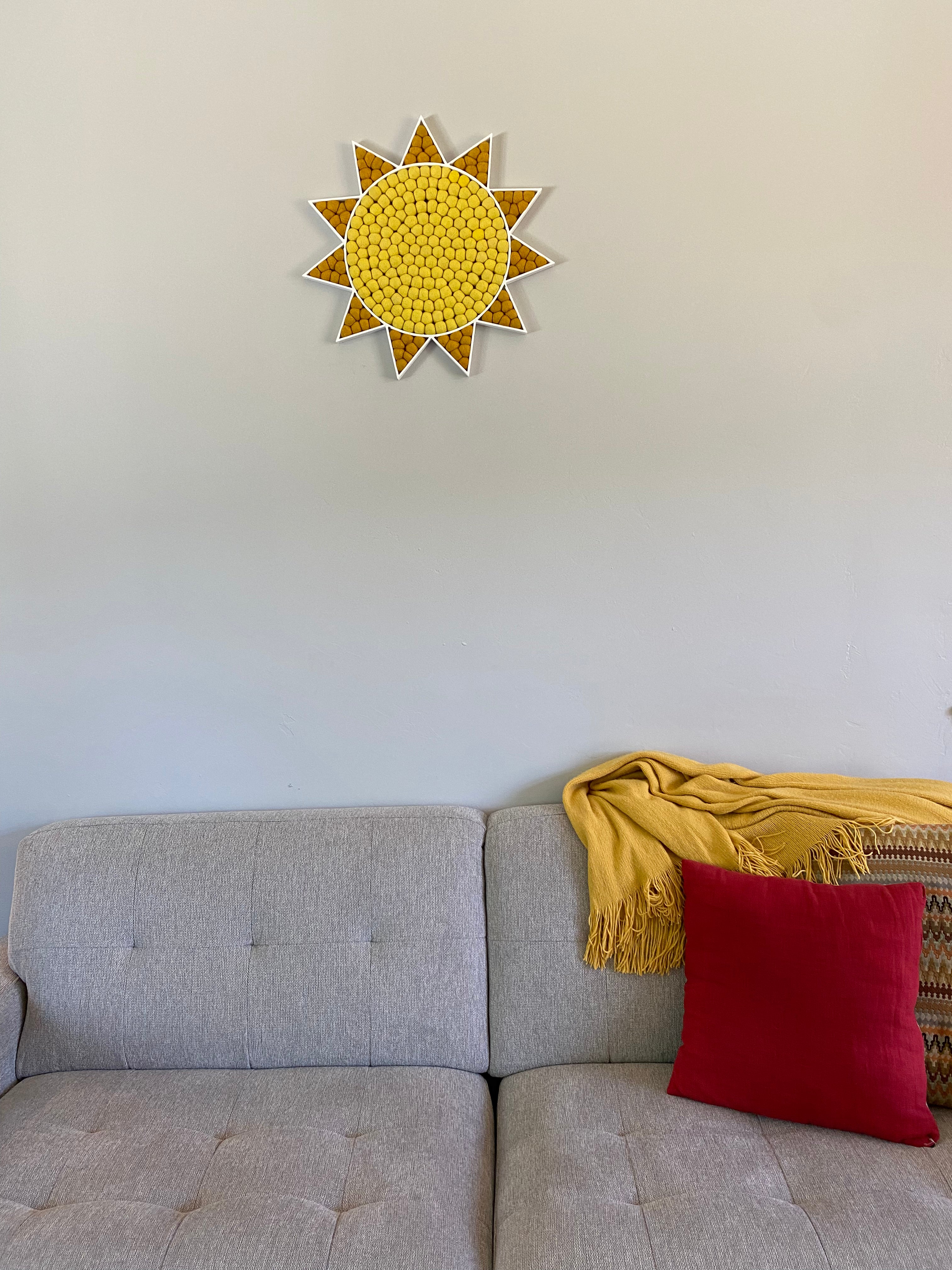 Sun Wall Hanging Decor - Handmade Boho Sunburst Wall Art for Living Room, Bedroom - Perfect for Home, Office & Yoga Studio Decor