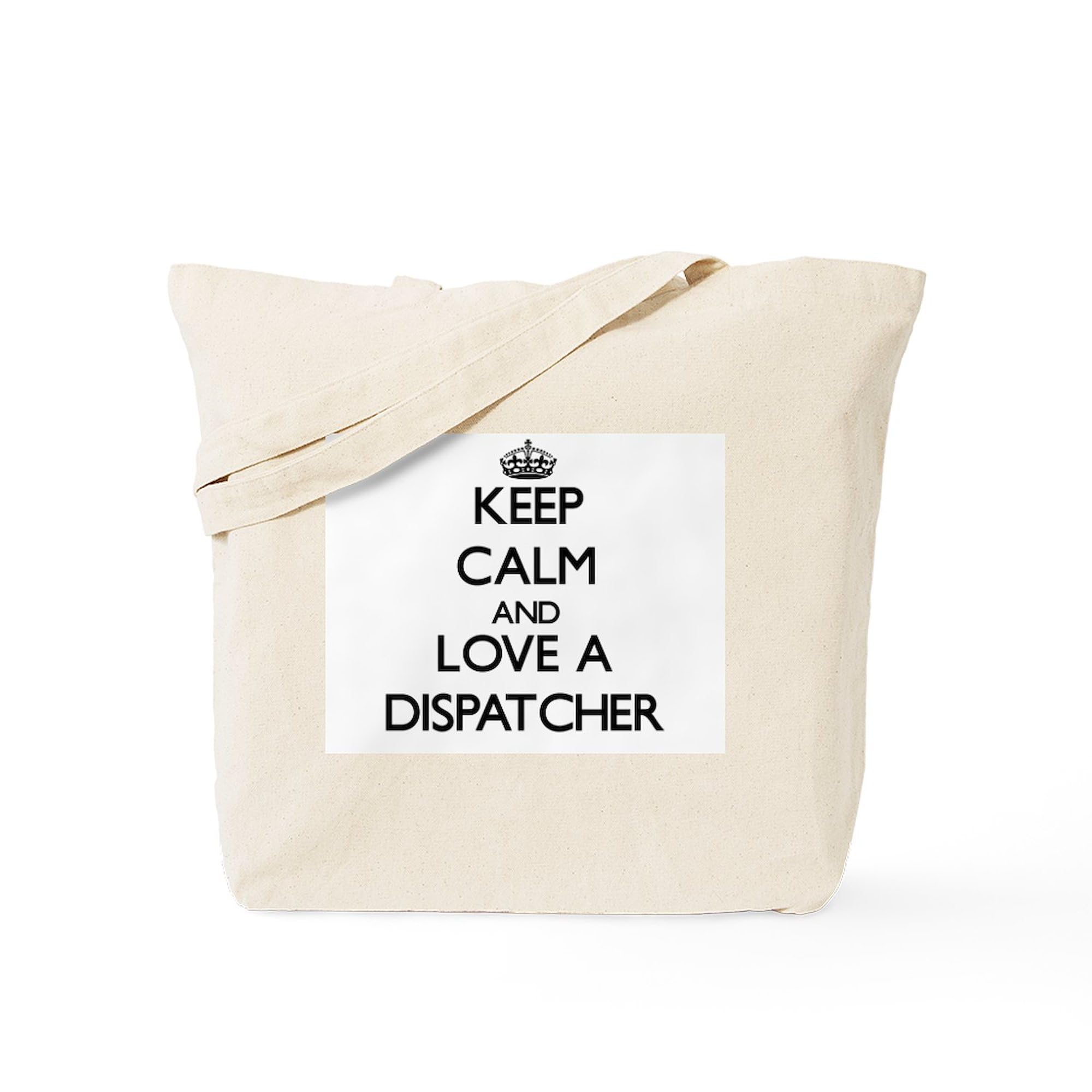 Keep Calm And Love A Dispatcher Tote Bag - Natural Canvas Reusable Shopping Bag for Groceries, Work & Everyday Use