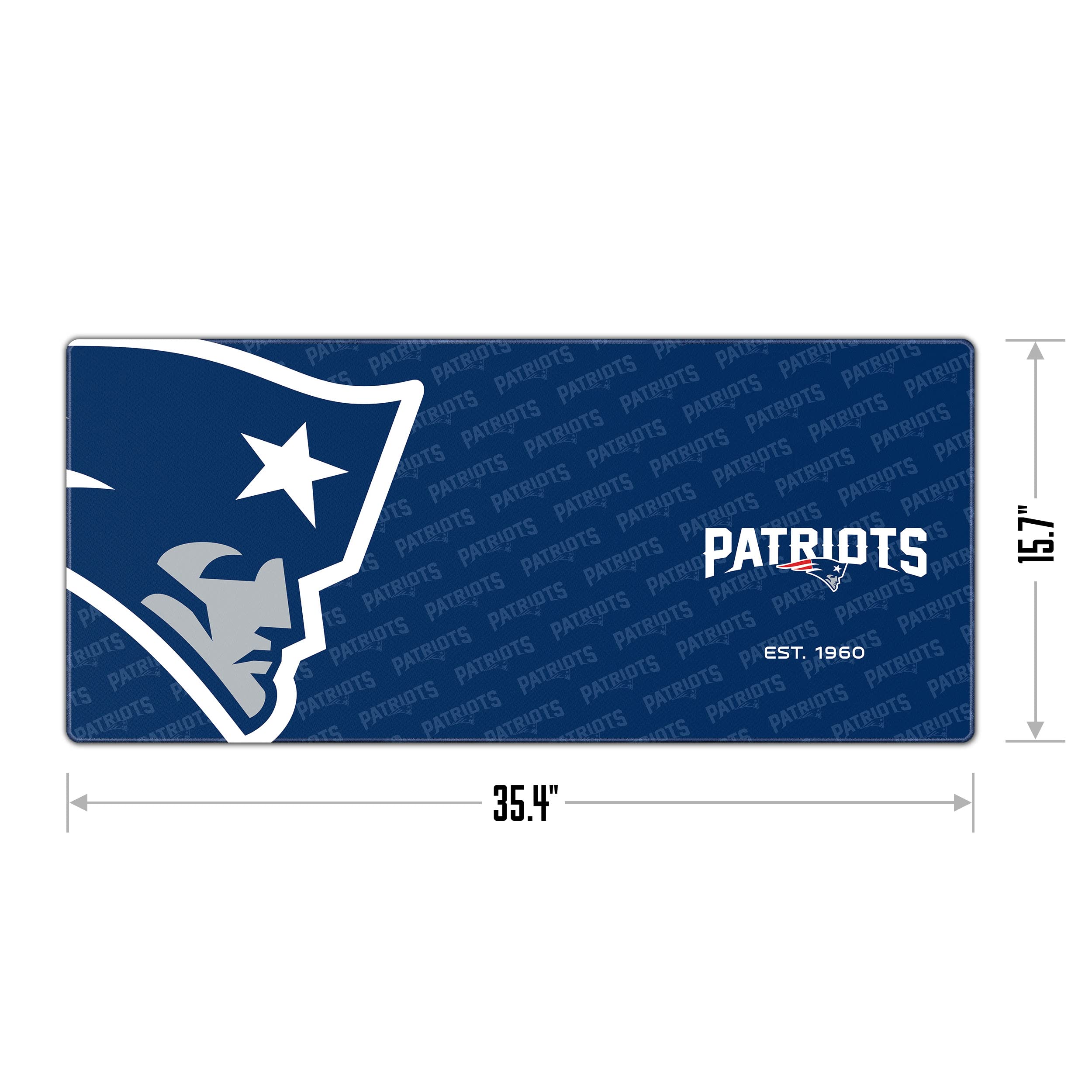 YouTheFan NFL New England Patriots Logo Series Gaming Mouse Pad - Non-Slip Rubber Base Desk Mat for Office, Home, PC & Laptop Use - Perfect for Football Fans & Sports Enthusiasts