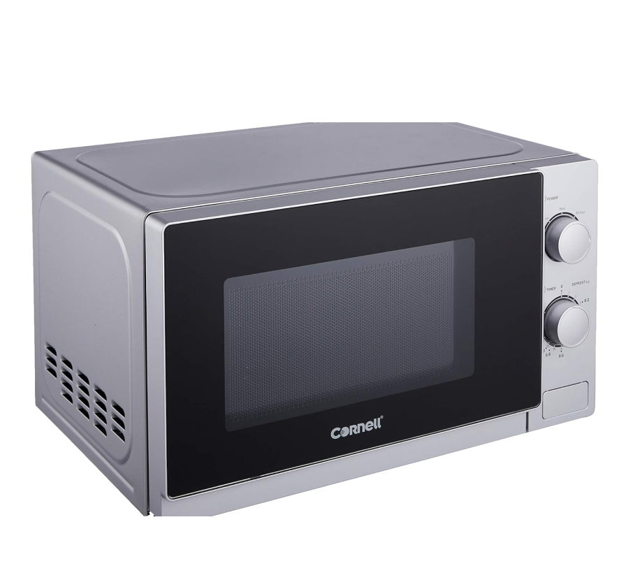 Cornell CMOS201SL 20L Microwave Oven - 700W Countertop Silver Compact Oven with 5 Power Levels | Perfect for Small Kitchens, Dorms & Office Break Rooms