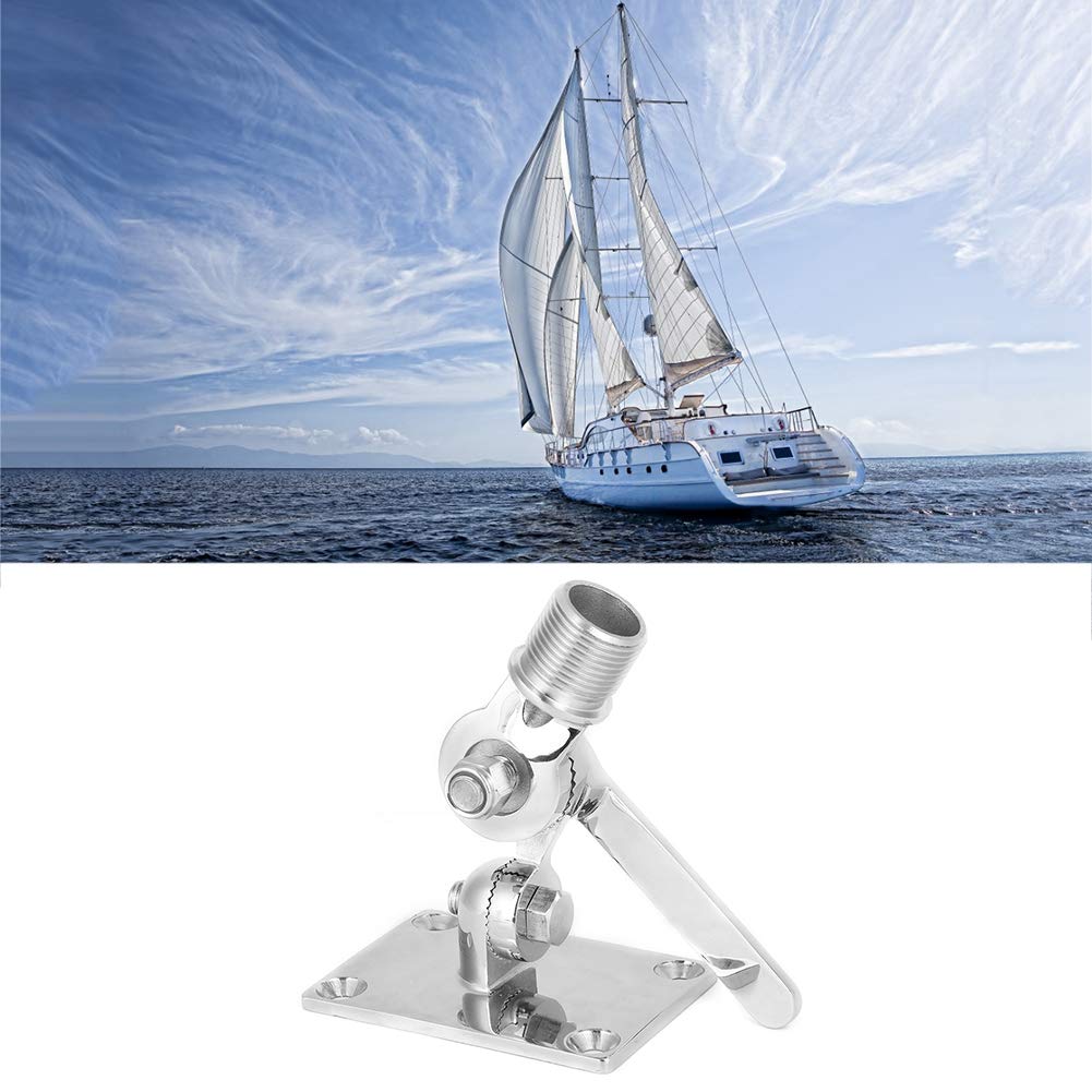 KIMISS Marine VHF Antenna Mount - Stainless Steel Adjustable Base Support Bracket for VHF Radio Antennas - Perfect for Boats, Yachts & Marine Communication Systems
