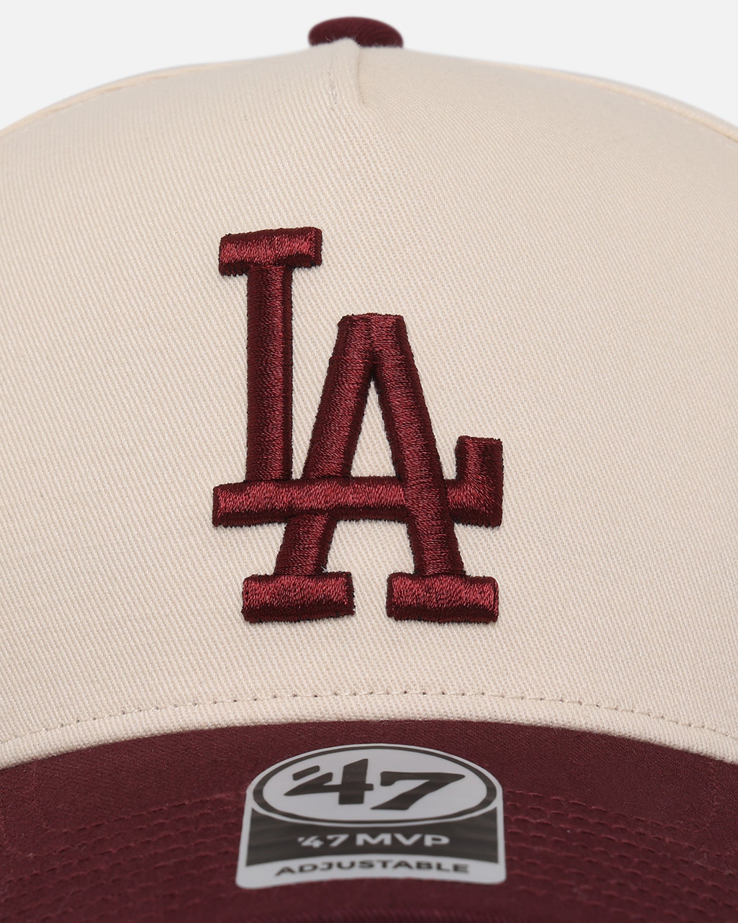 Los Angeles Dodgers 'Two Tone Dodgers' 47 MVP DT Snapback Hat - Dark Maroon Adjustable Baseball Cap for Men & Women - Perfect for Games, Fan Gear, and Streetwear Fashion