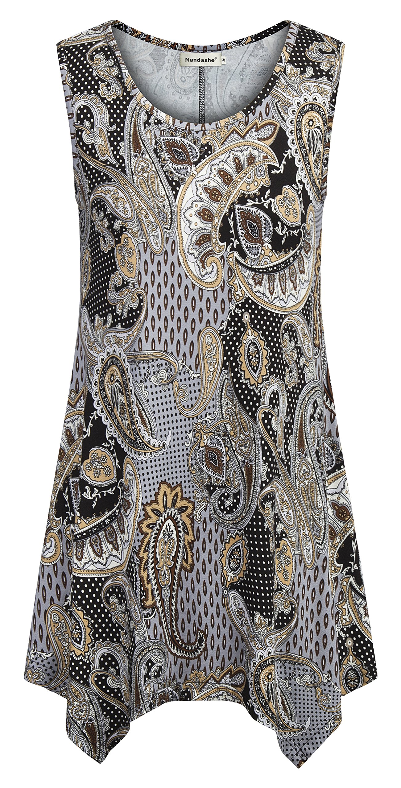 Nandashe Women's Summer Floral Tunic Tank Top - Casual Loose Sleeveless Blouse for Beach, Vacation & Outdoor Activities