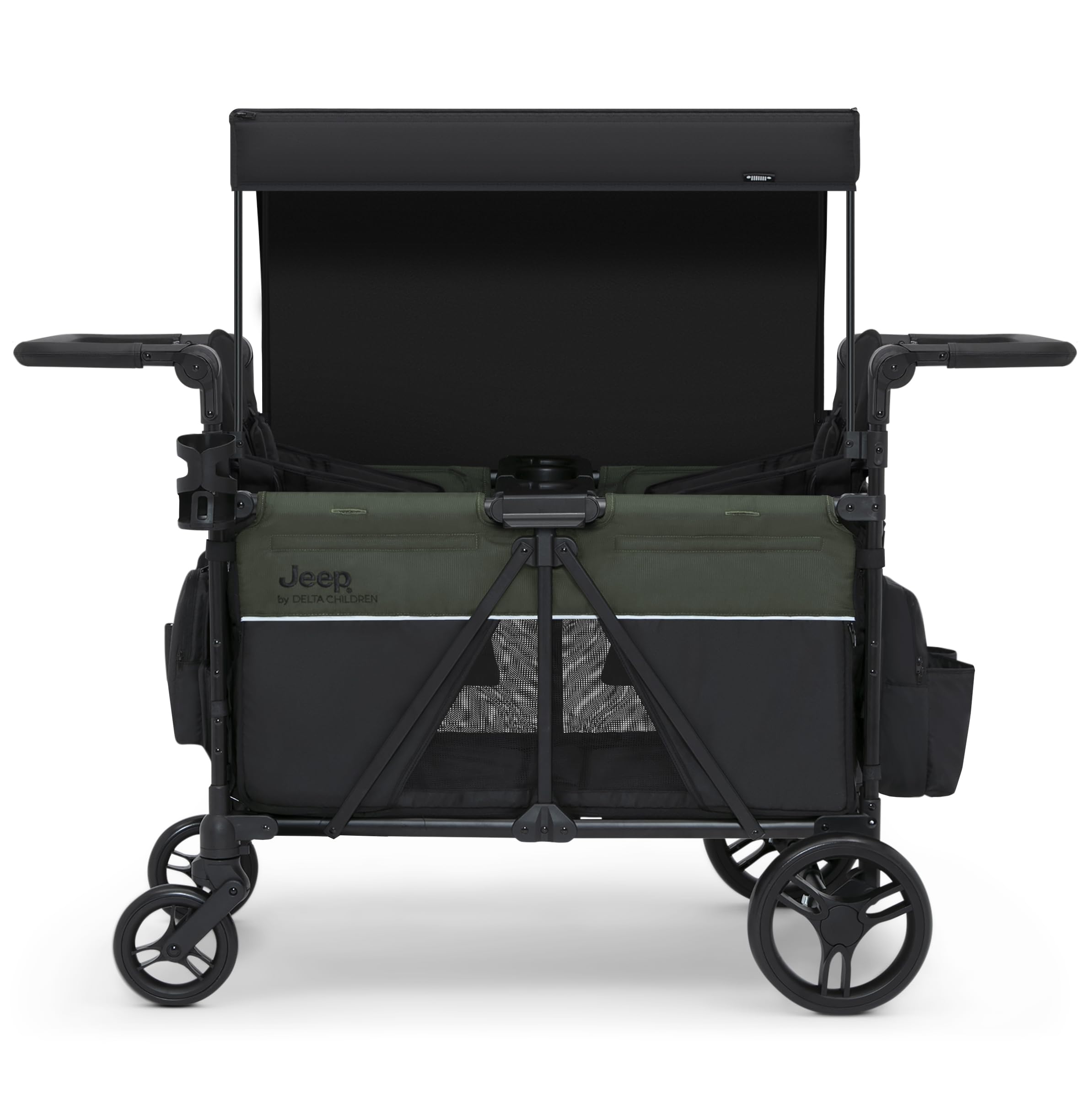 Delta Children Jeep Aries 2-Seater Stroller Wagon & 365 Plus Lightweight Stroller Combo - Perfect for Family Outings, Park Visits, and Travel Adventures