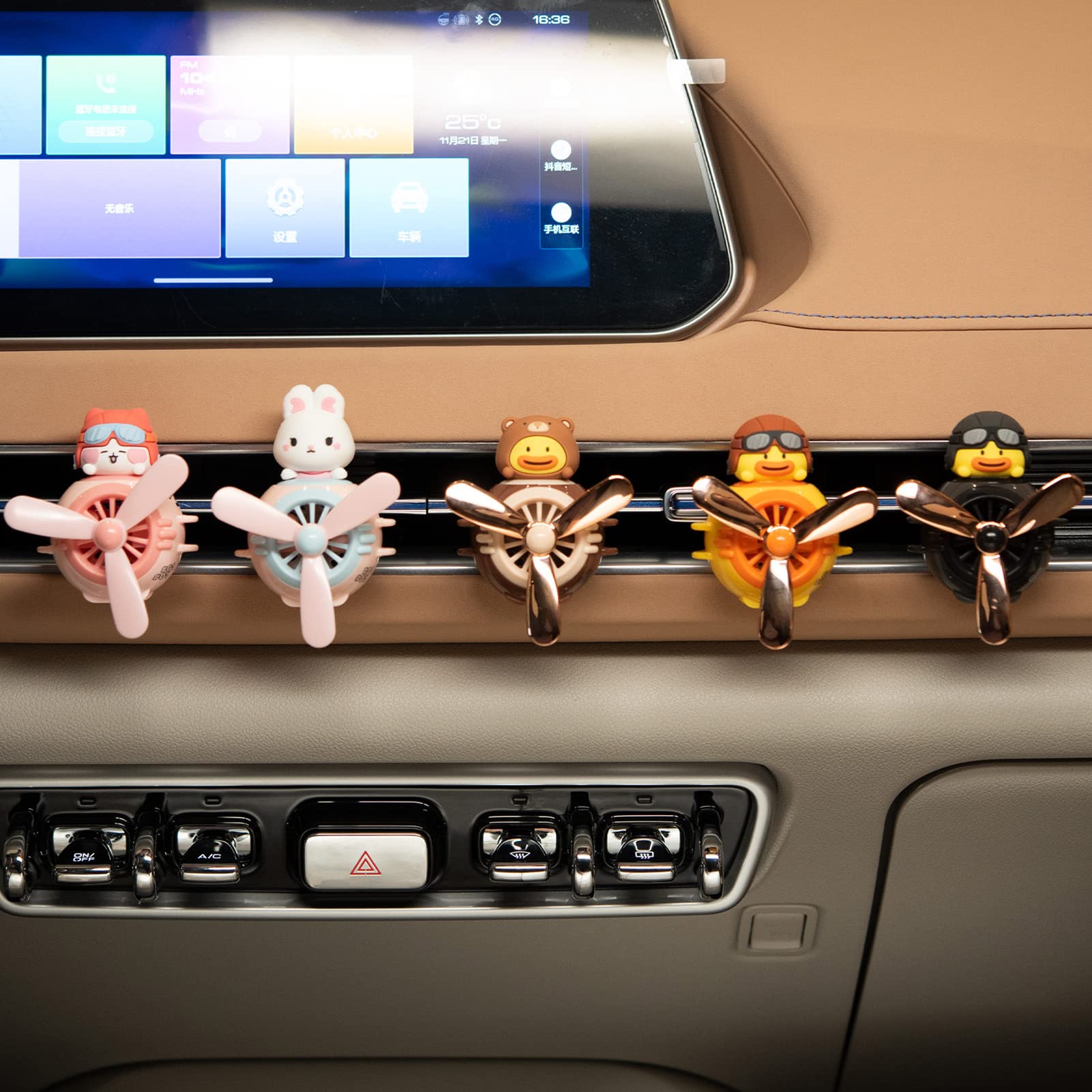 Cute Pilot Cat Car Air Freshener with Rotating Propeller - Funny Cartoon Automotive Air Vent Fan & Creative Car Perfume Diffuser - Perfect for Car, Office, and Home Decor