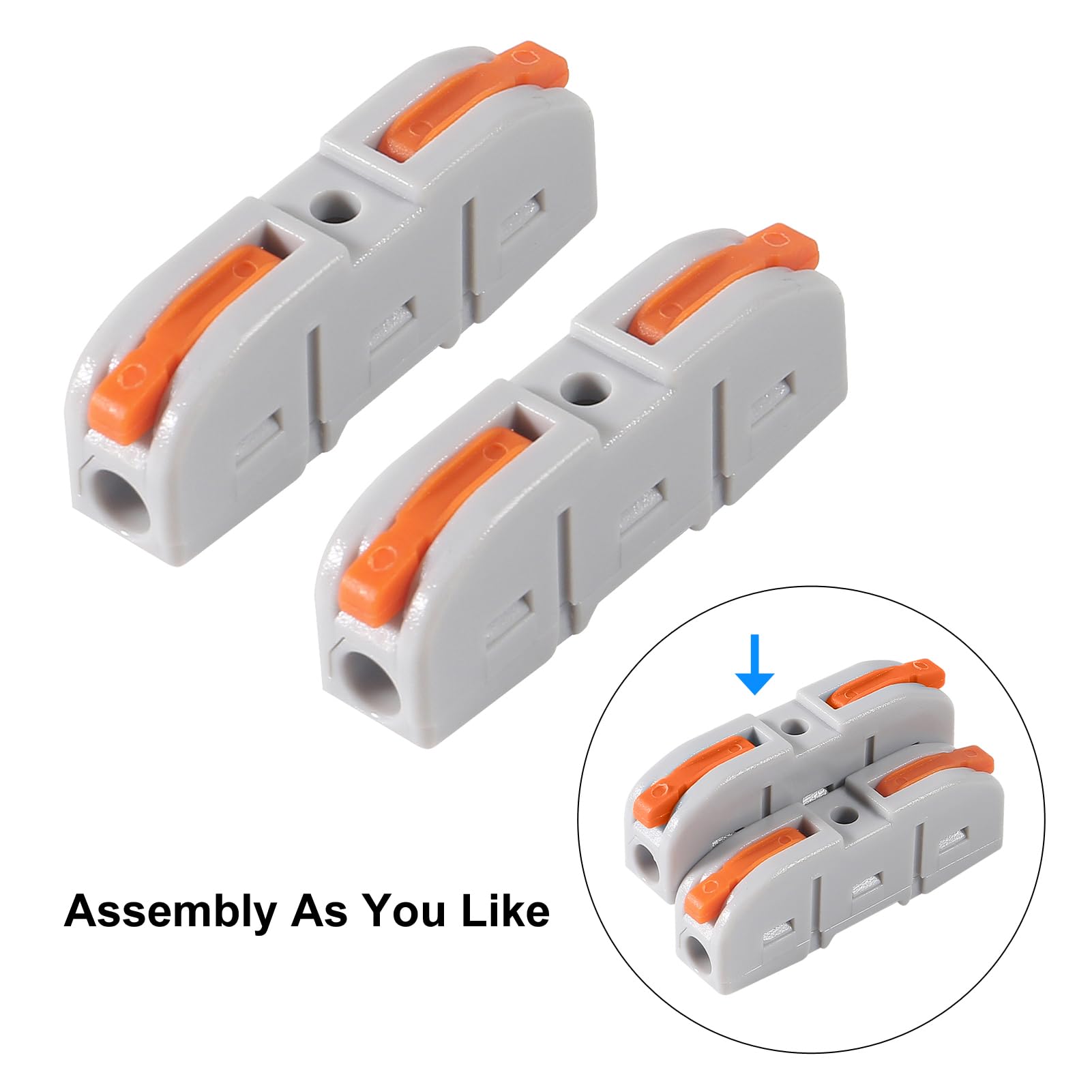 50PCS Lever Wire Connectors - 1 to 1 Inline Assemblable Electrical Connectors for 24-12 AWG Wires | Secure Circuit Splices for Home Wiring, DIY Projects & Automotive Repairs | Easy-to-Use Wire Terminals for Reliable Electrical Connections