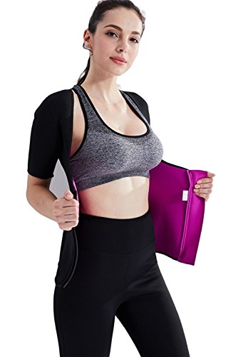 Valentina Slimming Sauna Shirt for Women - Push Up Fitness Top with Front Zipper & Heating Technology - Weight Loss Workout Shirt for Gym, Yoga & Home Exercise - Moisture Wicking & Breathable Design