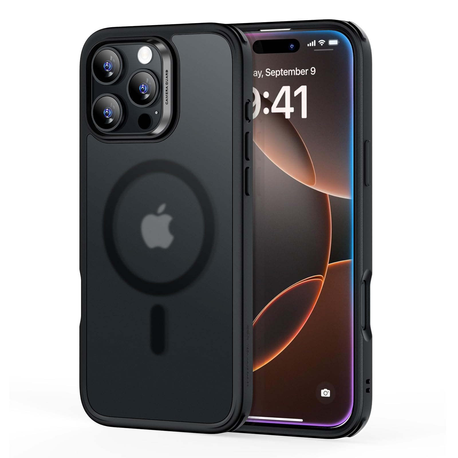 ESR Magnetic Phone Case for iPhone 16 Pro - Military-Grade Shockproof Protection, MagSafe Compatible, HaloLock Hybrid Design in Frosted Black | Perfect for Everyday Use, Travel & Outdoor Activities