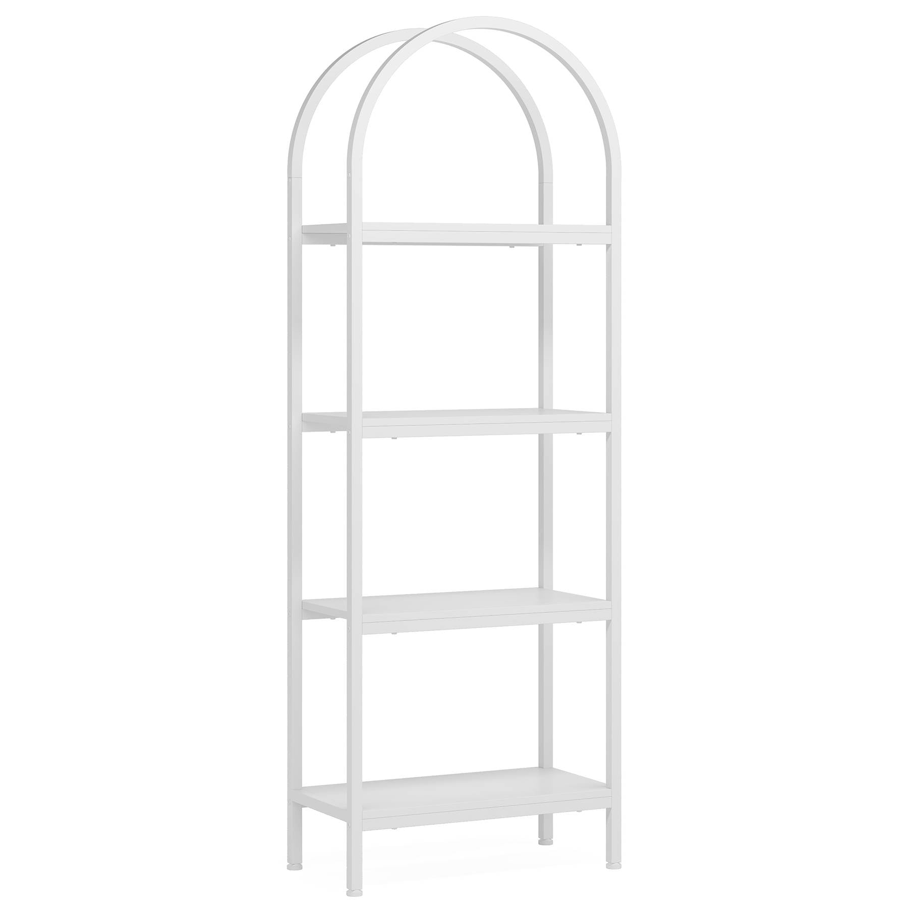 4 Tier / 5 Tier Wooden Bookshelf - Arched Bookcase Display Rack with Storage Shelves for Home Office, Living Room, Bedroom - Perfect for Organizing Books, Decor & Storage Needs