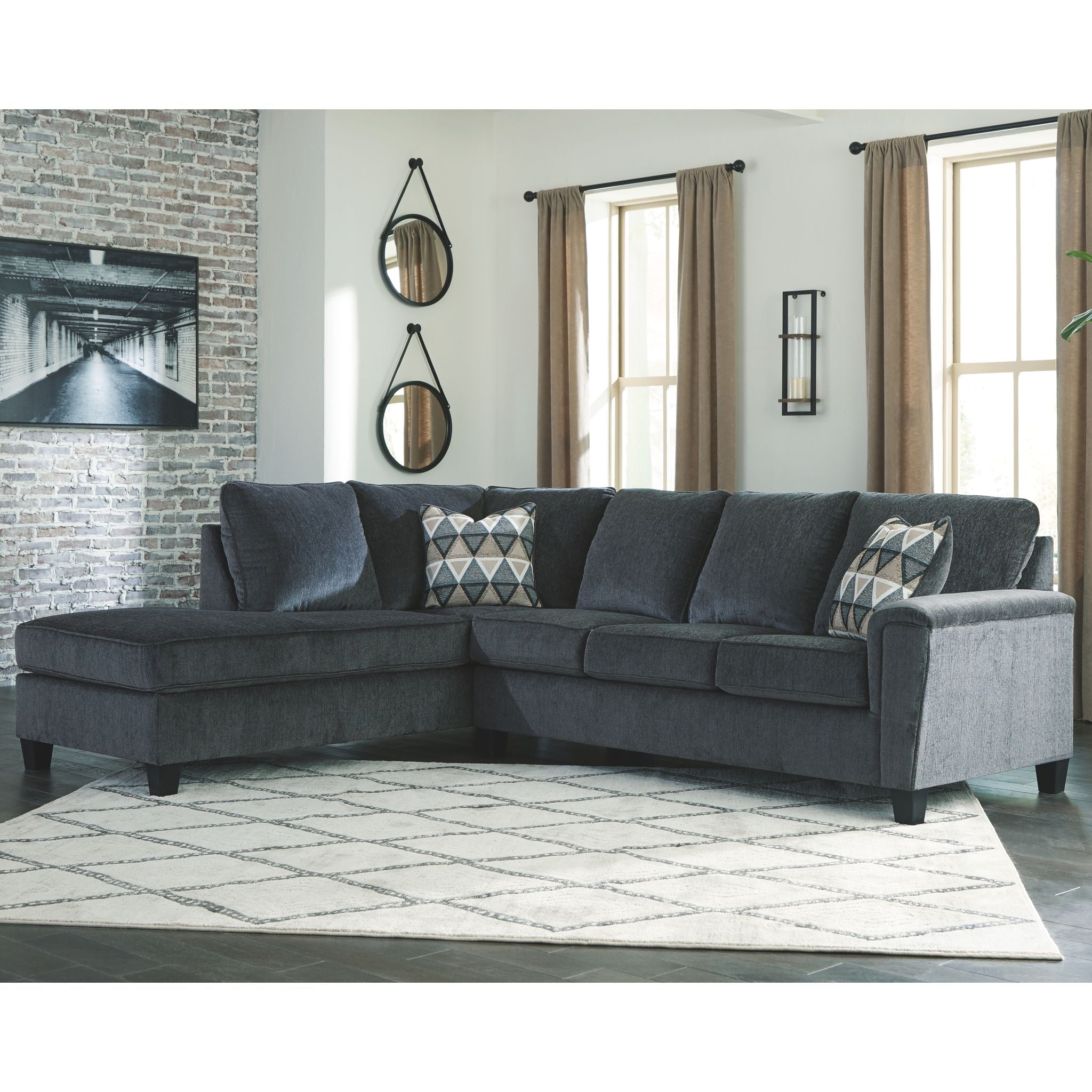 Abinger 2-Piece Sectional Sofa with Chaise Lounge - Modern L-Shaped Living Room Couch for Small Spaces, Apartment & Family Room Furniture