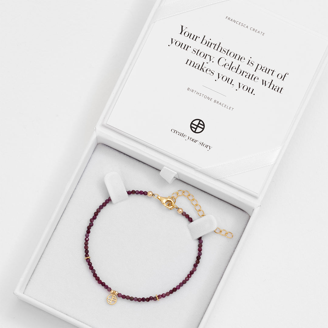 July Birthstone Bracelet - Genuine Ruby Jewelry for Women, Elegant Adjustable Bangle for Birthdays, Anniversaries & Special Occasions | Perfect Gift for July Borns & Loved Ones