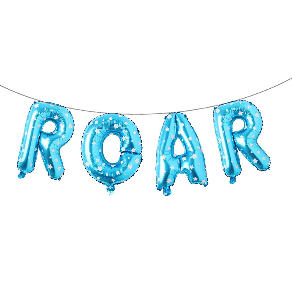 ROAR RAWR Dinosaur Tyrannosaurus Inflatable Balloons - Birthday Party & Baby Shower Decoration Kit - Fun Party Supplies for Kids and Adults - Perfect for Themed Events, Classroom Decor, and Dinosaur Lovers (Blue Star)
