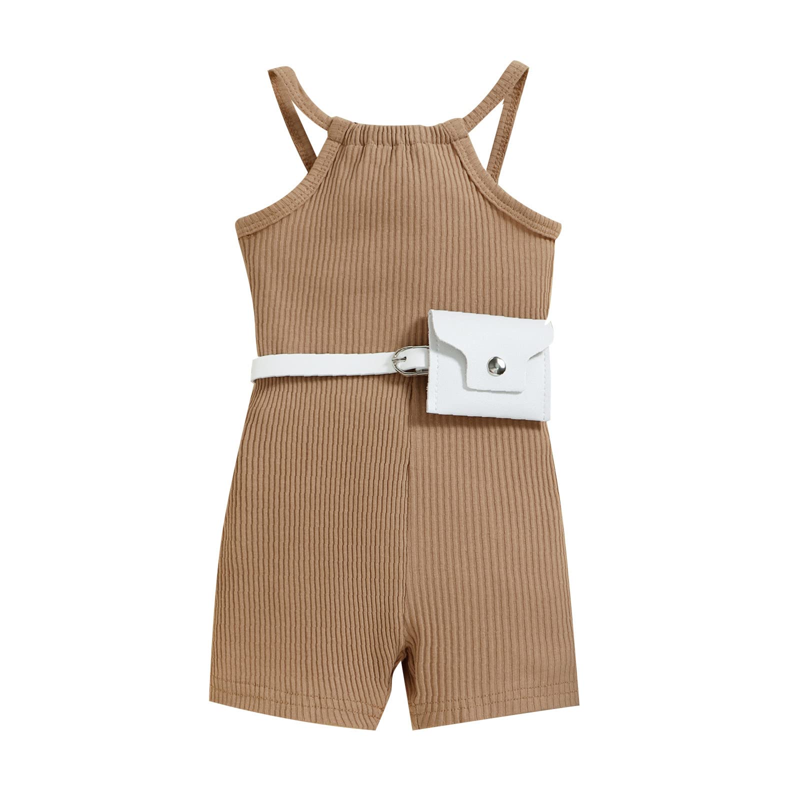 Girls' Sleeveless Ribbed Romper Jumpsuit with Tassel - Stylish School Outfit for Toddler & Baby - Summer Playwear, Beach Outfit, Birthday Party Dress