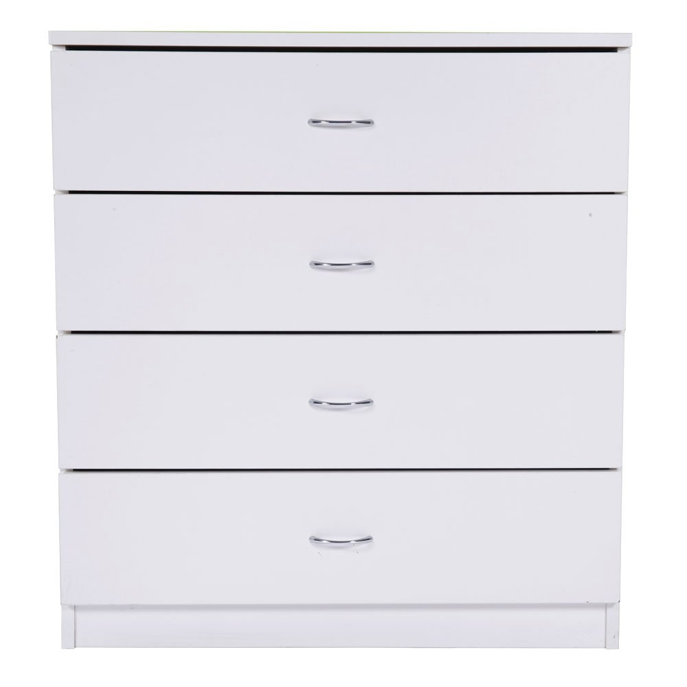 Modern Simple 4-Drawer Dresser White - Sturdy Wooden Chest of Drawers for Bedroom, Living Room & Nursery Storage Organization