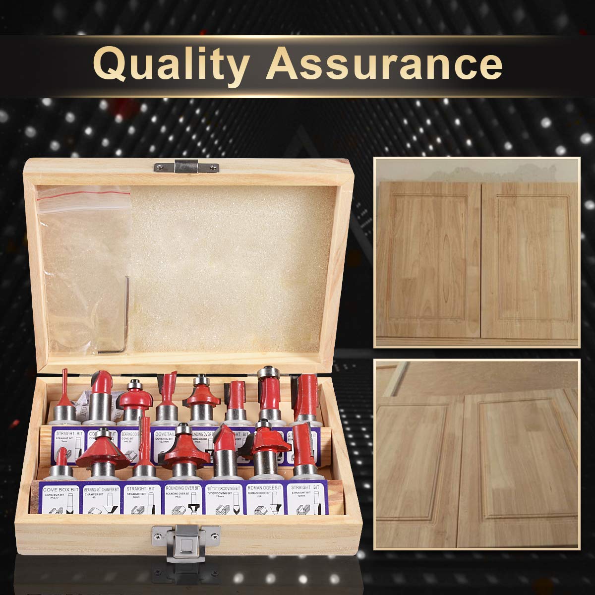 KATUR 15pcs Carbide Router Bit Set, 1/2