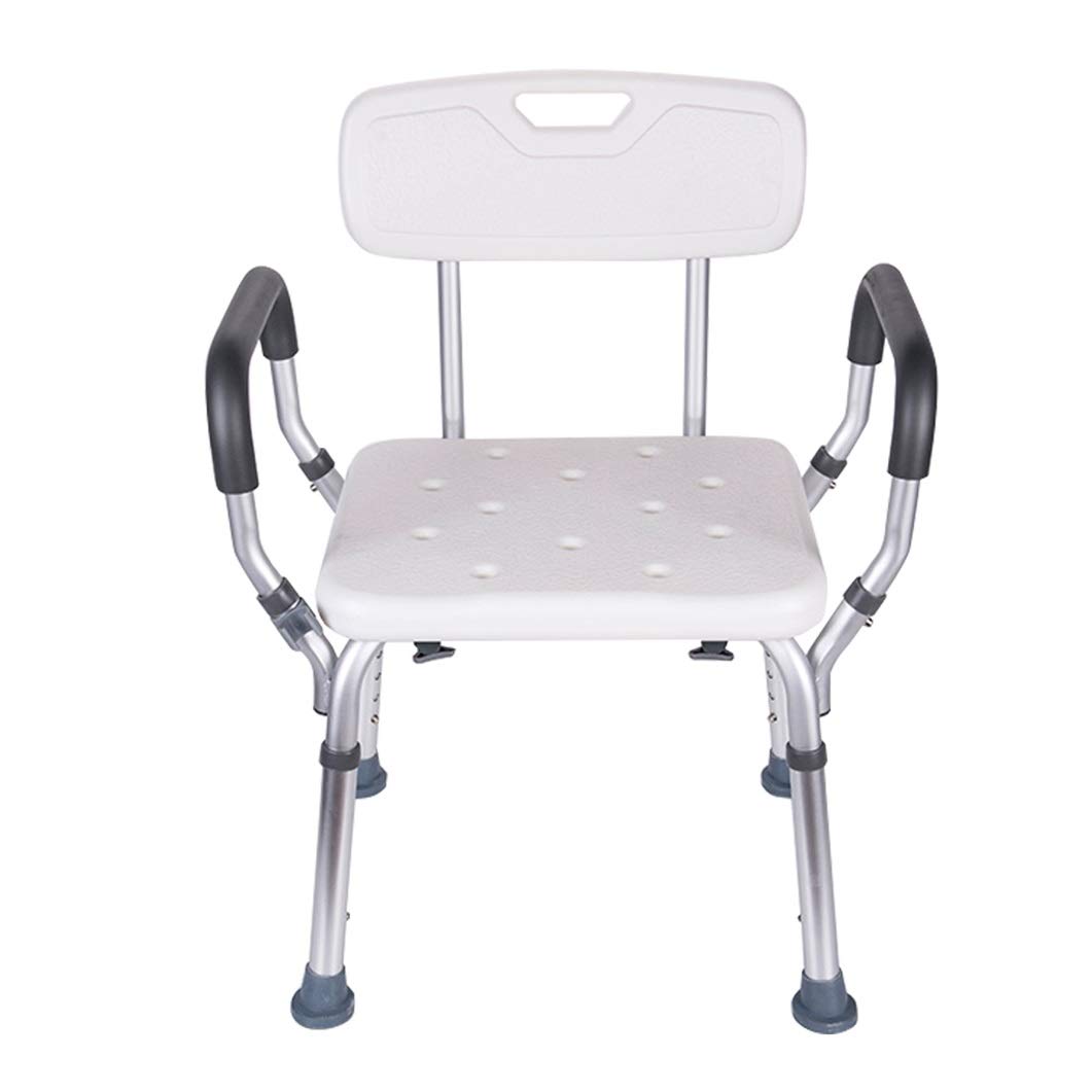 Adjustable Shower Chair with Arms & Back - Removable Bath Seat Bench for Elderly, Disabled & Seniors - Non-Slip Spa Stool Tool-Free Assembly (150kg Capacity) - Ideal for Bathroom Safety & Assisted Living