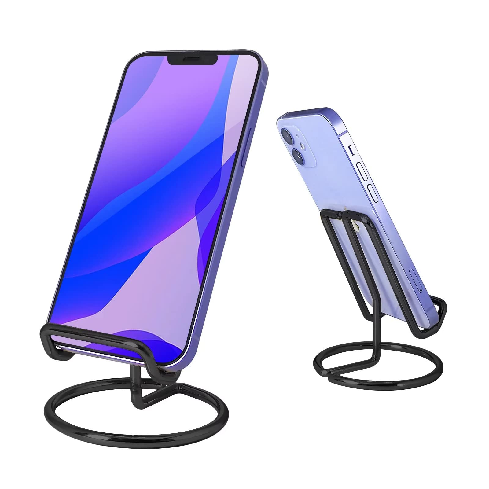 ROPOSY Cute Metal Phone Stand for Desk - Compatible with iPhone 13/12/11/X/8/SE & Android Smartphones 4.7-5.8 Inch - Perfect for Office, Home, Gaming & Video Watching (Black)