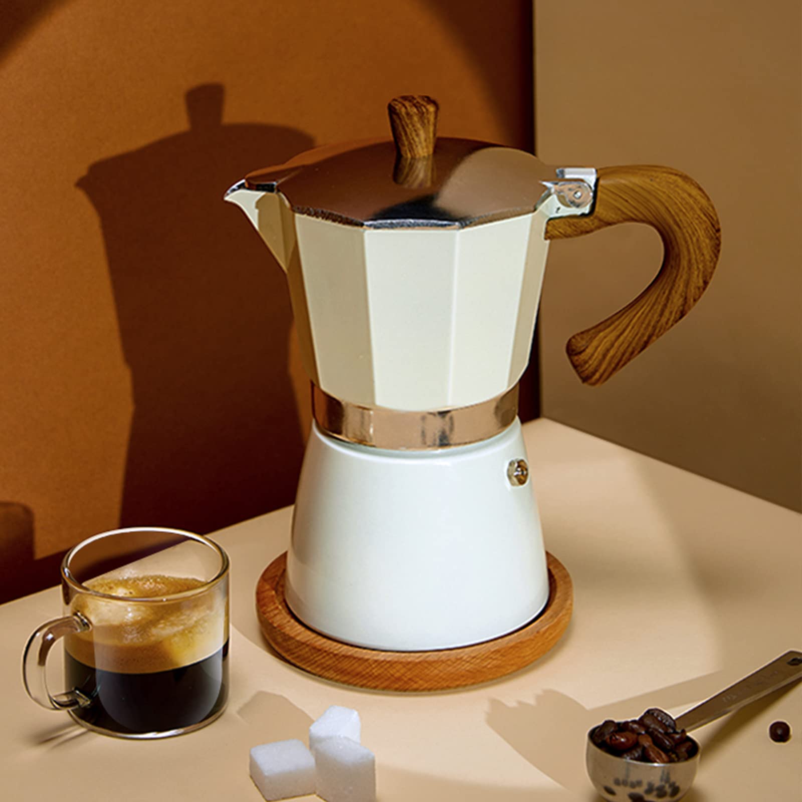 Premium 6-Cup Stovetop Espresso Maker - Italian Moka Pot Coffee Maker for Gas & Electric Stoves (10oz) - Perfect for Home, Camping & Travel - Makes Rich Espresso, Cappuccino & Latte Coffee