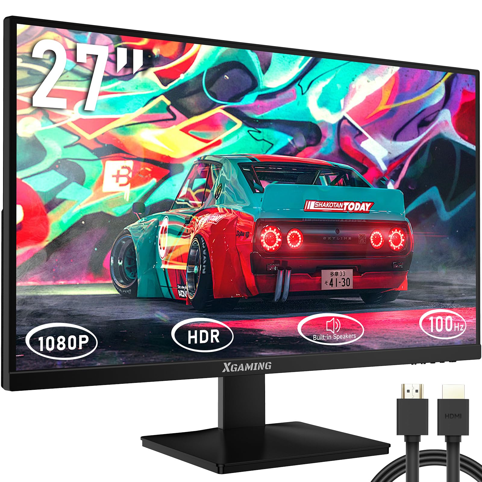 27 Inch FHD 1080P IPS Computer Monitor - 100Hz Refresh Rate, 3ms Response Time, 99% sRGB, Anti-Glare Eye Care, HDR, FreeSync, Built-in Speakers | HDMI/VGA/DisplayPort, VESA Mount | Perfect for Gaming, Office Work & Home Entertainment