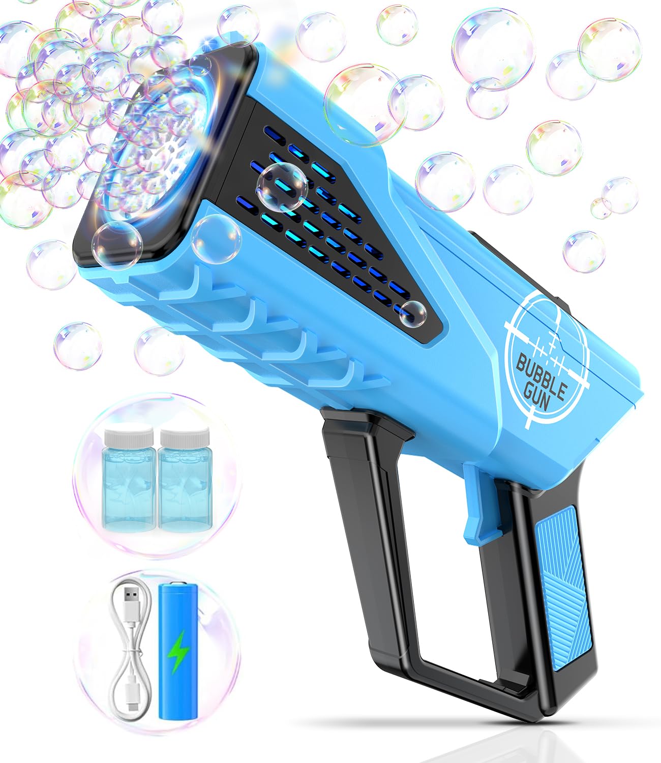 Rechargeable Bubble Blaster Gun for Kids - Automatic Bubble Machine Toy for Toddlers, Boys & Girls Ages 3+ | Outdoor Play, Birthday Party Favors, Easter Basket Stuffers | Fun Summer Backyard & Park Activities Gift