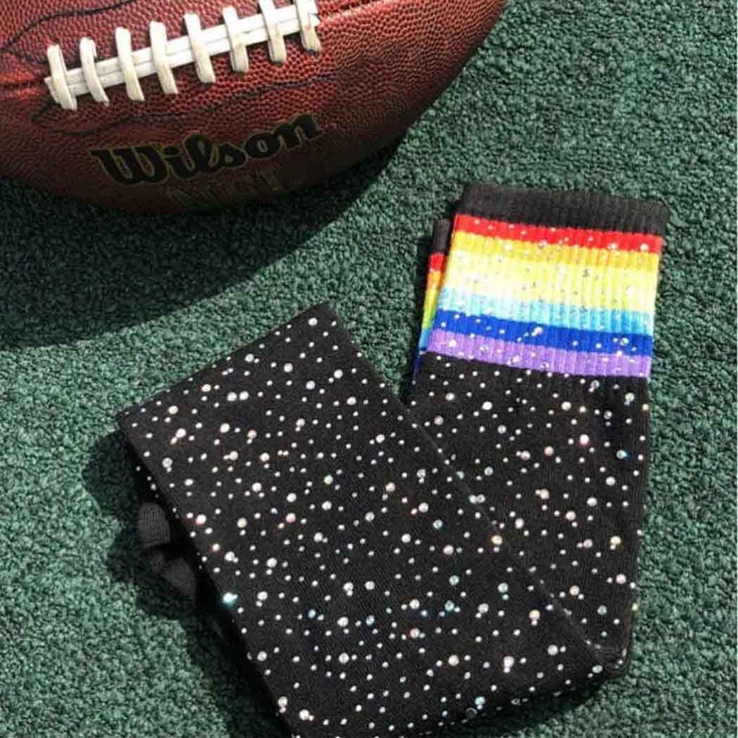 Sparkling Rhinestone Over-the-Knee Stockings | Warm Cotton Thigh High Socks for Women & Girls | Cheerleader, Dance, Party & Winter Fashion Accessories