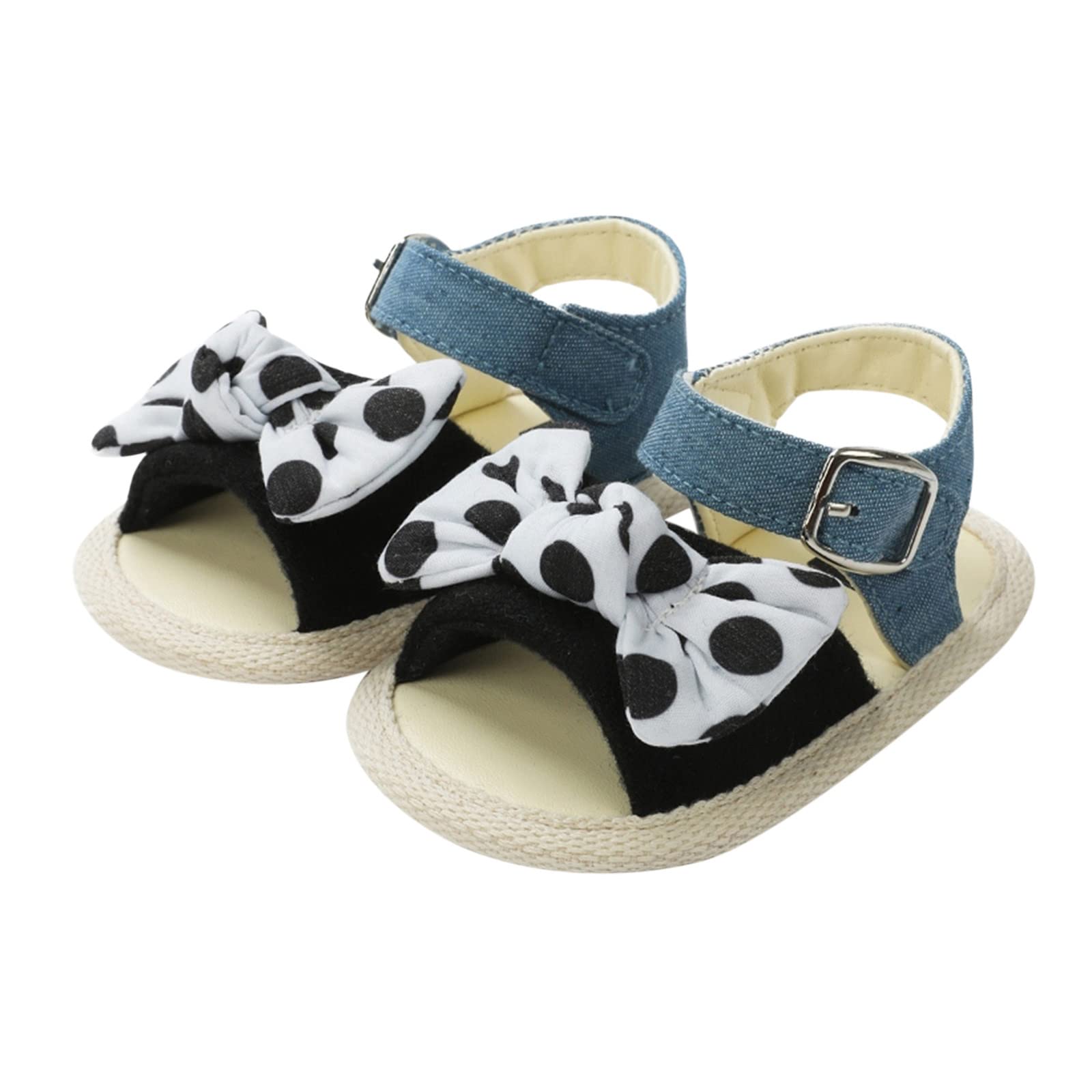 Baby Girls' First Walkers Sandals - Open Toe Bowknot Flat Shoes for Summer Walking
