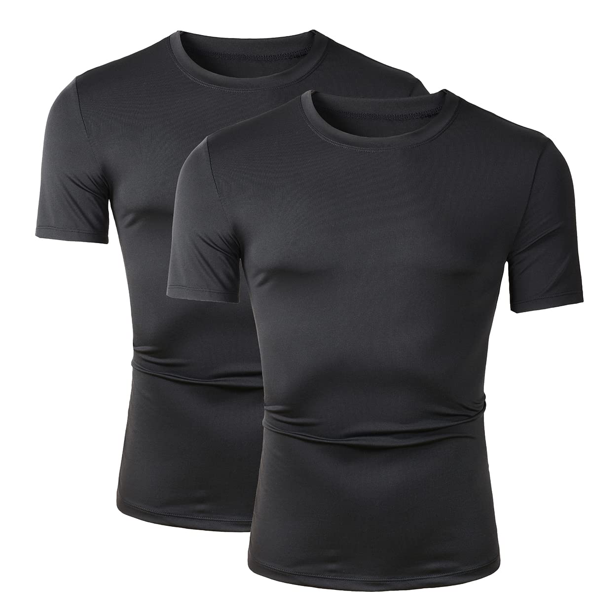 Beninos 2 Pack Men's Compression Baselayer Athletic Workout Short Sleeve T-Shirts - Moisture Wicking, Breathable & Quick Dry for Gym, Running & Sports Training