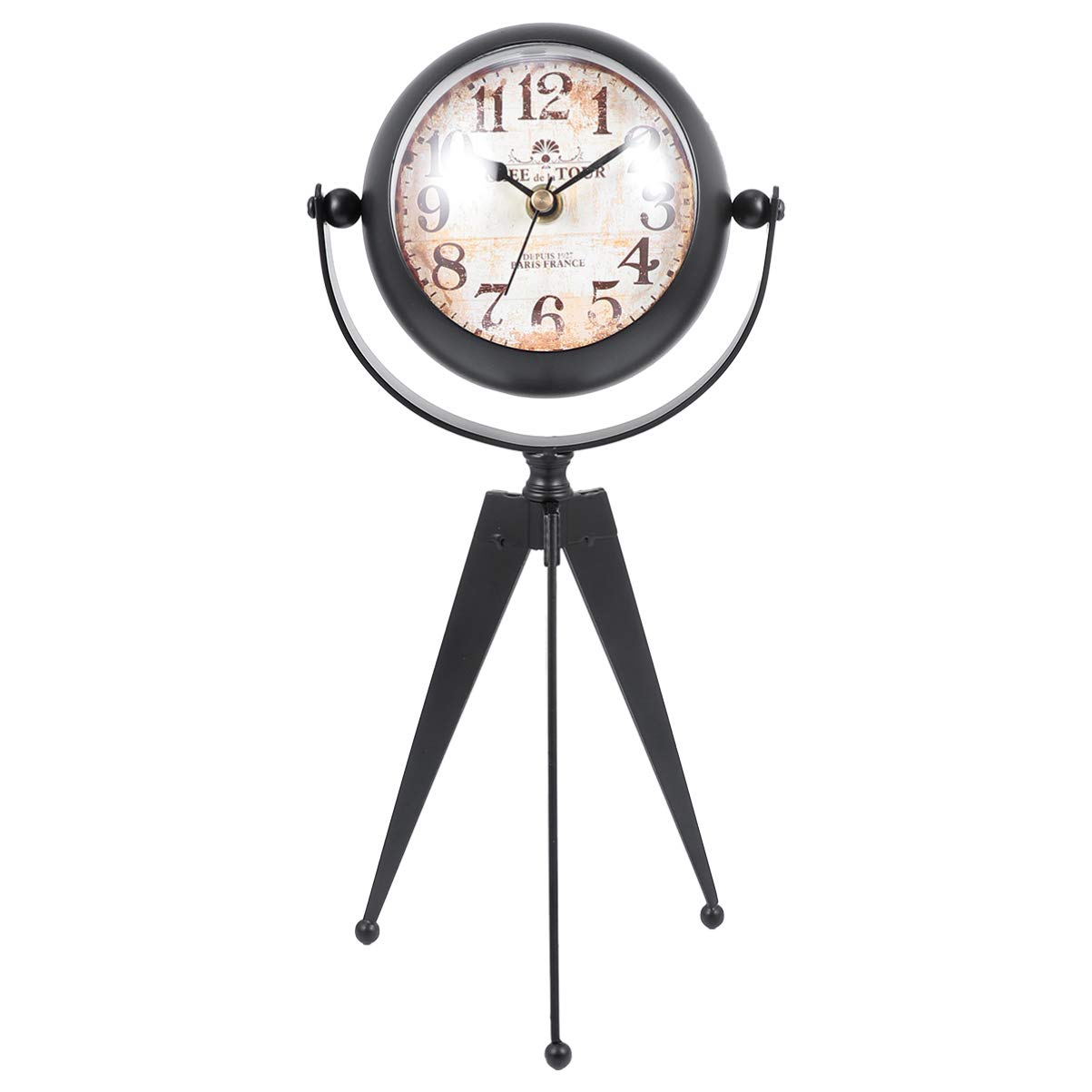 Vintage European Style Analog Alarm Clock - Silent Non-Ticking Quartz Movement, Antique Retro Table Clock with Tripod Stand for Bedroom, Living Room, Office Decor | Battery-Free Operation | Perfect for Home Décor, Gift Giving & Vintage Theme Rooms