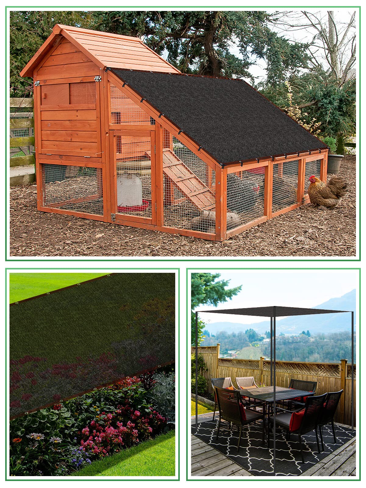 10x13ft High Density Dog Kennel Shade Cover - UV Resistant Mesh Sunblock Panel with Rope for Outdoor Dog House, Large Pet Crate & Chicken Coop - Perfect for Backyard, Patio, and Kennel Shade Protection