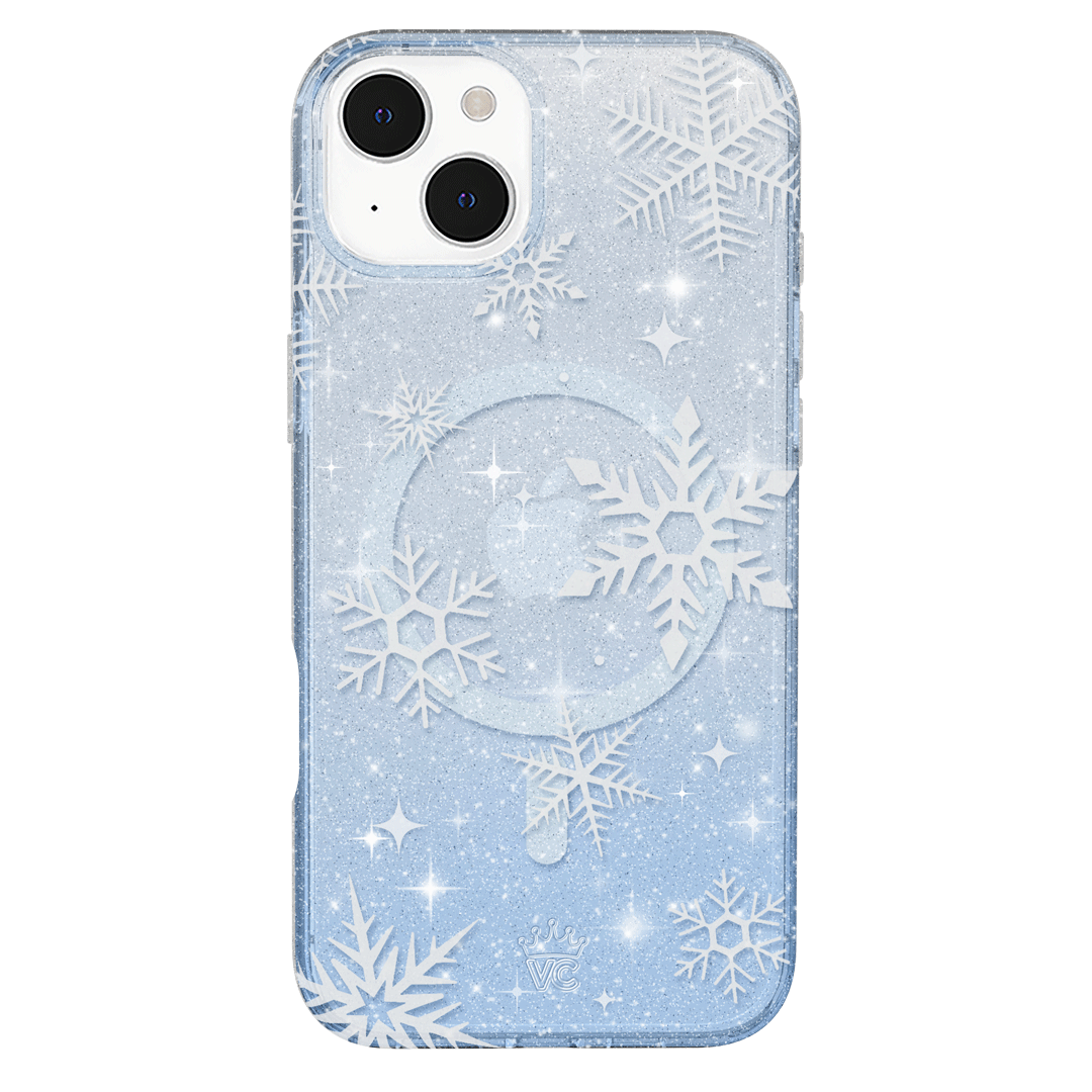 Snow Angel Glitter iPhone Case - Sparkly Protective Phone Cover for iPhone 13/14/15 - Perfect for Winter Holidays, Christmas Gifts & Festive Occasions