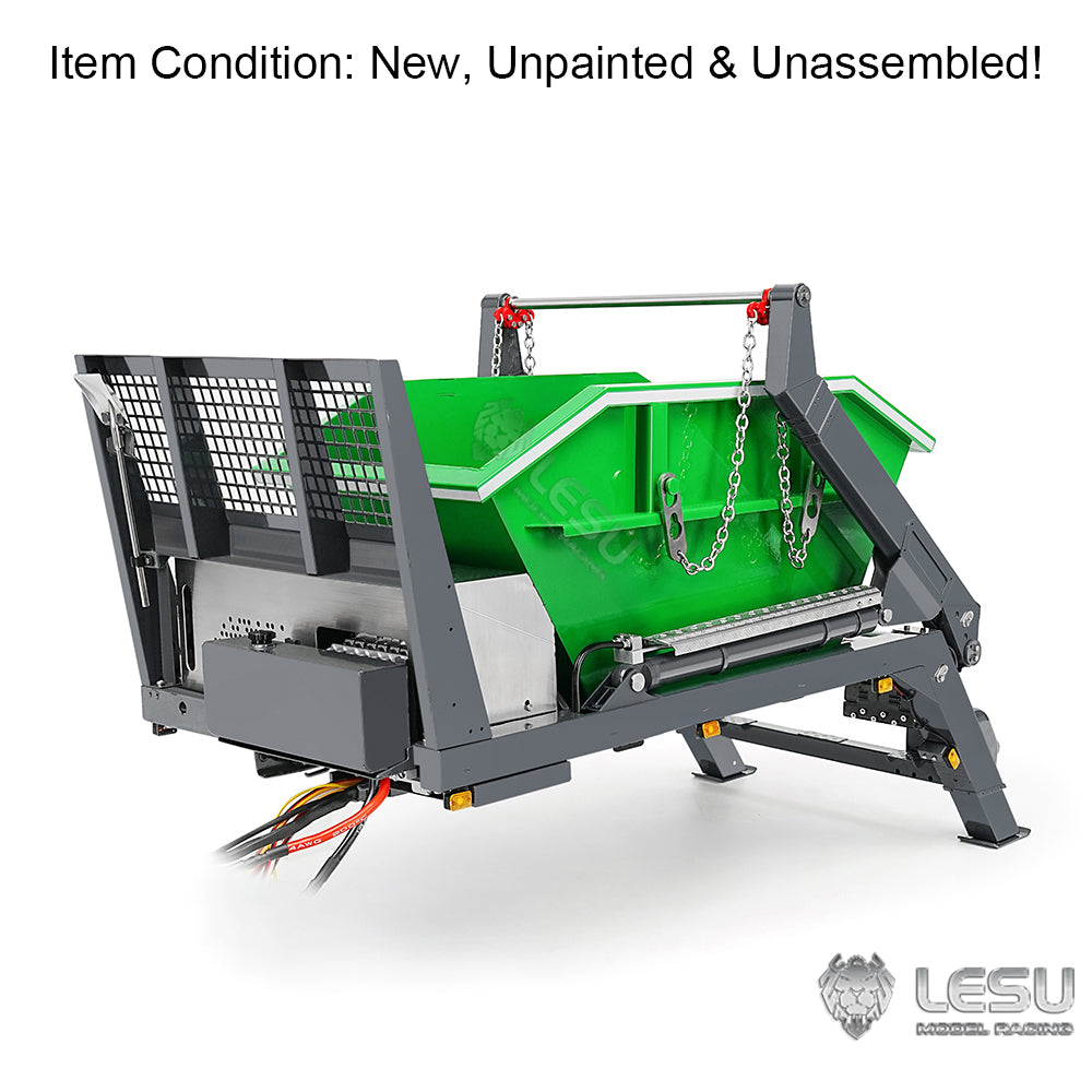 1/14 Scale LESU RC Hydraulic Skip Loader Swing Arm Garbage Truck Metal Bucket Valve Pump Kit - DIY Hydraulic System Parts for Model Construction & Play Scenes