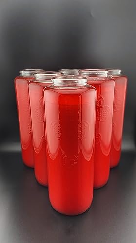 6-Day Memorial Glass Candles (3-Pack) - Handmade Religious Prayer Candles for Church, Sanctuary & Home Blessings - Unscented Slow-Burning Ruby Red Candles - Perfect for Worship, Remembrance & Spiritual Ceremonies