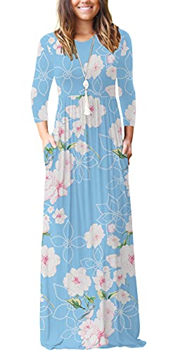 GRECERELLE Women's Long Sleeve Maxi Dress - Loose Fit Casual Plain Long Dress with Pockets | Perfect for Everyday Wear, Beach Cover Up, and Vacation Outfits