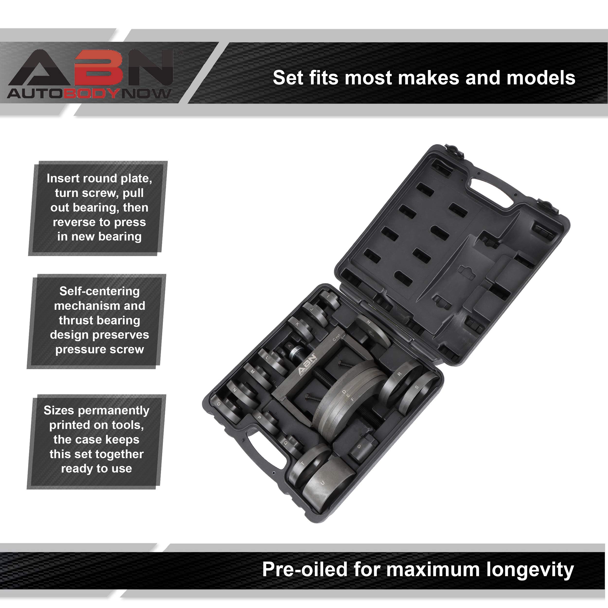 ABN Wheel Bearing Puller Kit - Professional Hub Removal Tool for Independent Suspension, Roll Ball Bearings (FWD/RWD/AWD) | Perfect for DIY Auto Repairs & Professional Mechanics
