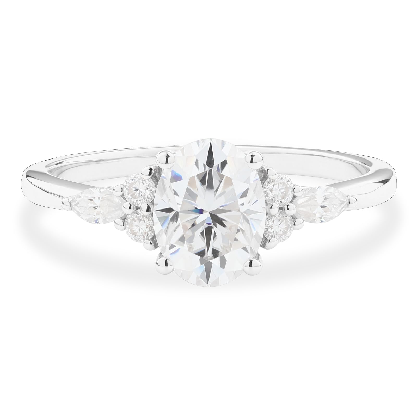 1.4 CT Oval Cut Moissanite Engagement Ring for Women - Sterling Silver Solitaire Wedding Band, Promise Ring, Size 3-10 - Perfect for Proposals, Anniversaries & Special Occasions