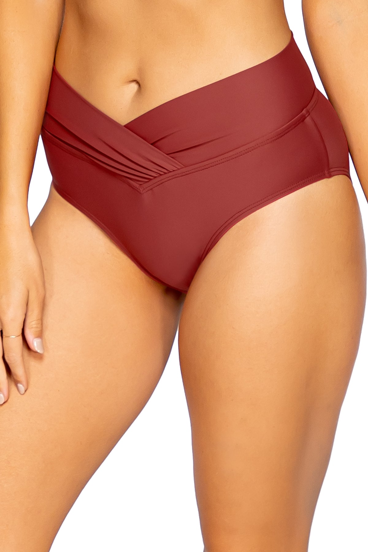 Summer Lovin V Front Tuscan Red Bikini Top - Sexy Swimwear for Women, Beach Vacation & Pool Party