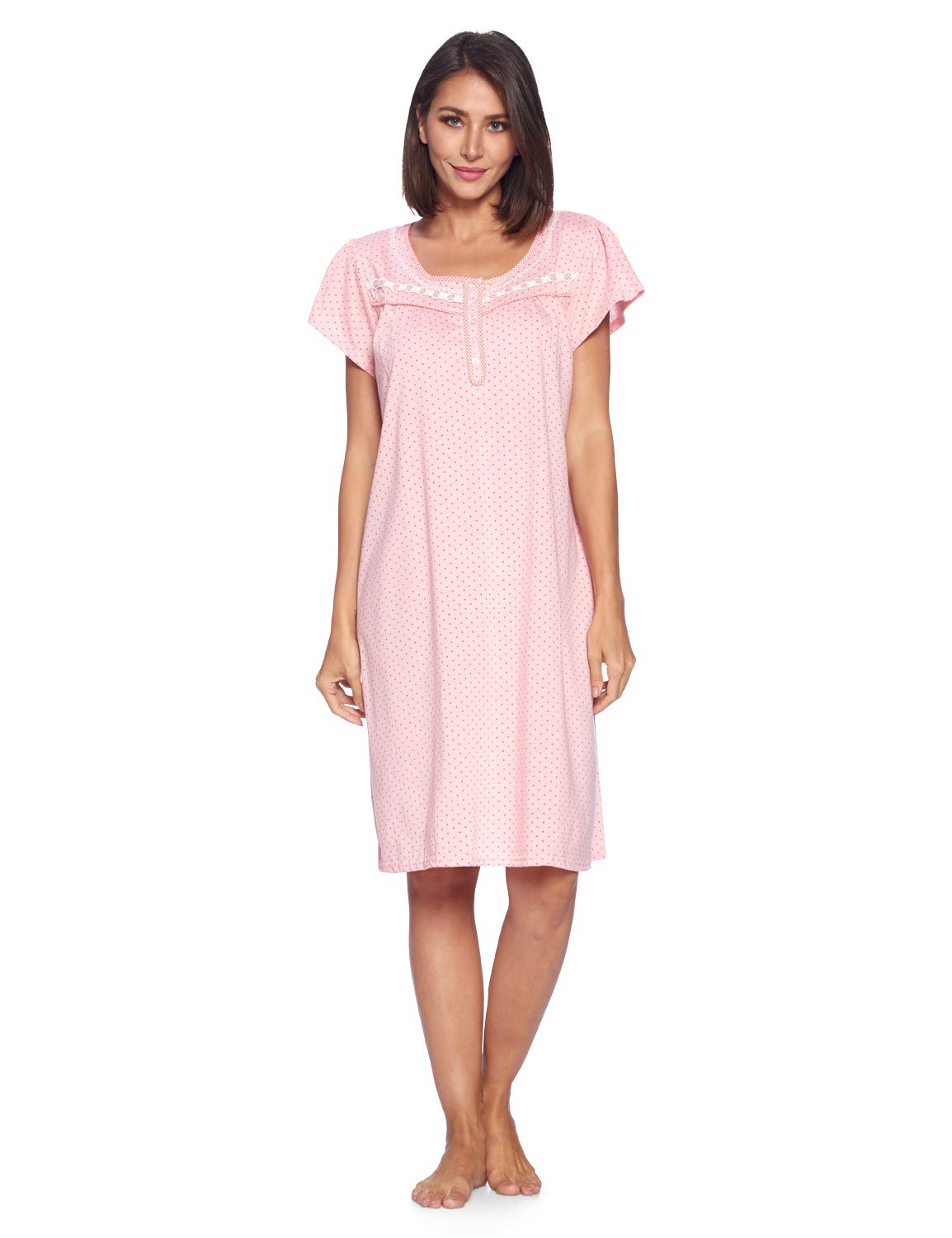 Women's Floral Short Sleeve Nightgown - Soft Casual Sleepwear for Comfortable Nights | Perfect for Summer Bedtime & Lounge Wear