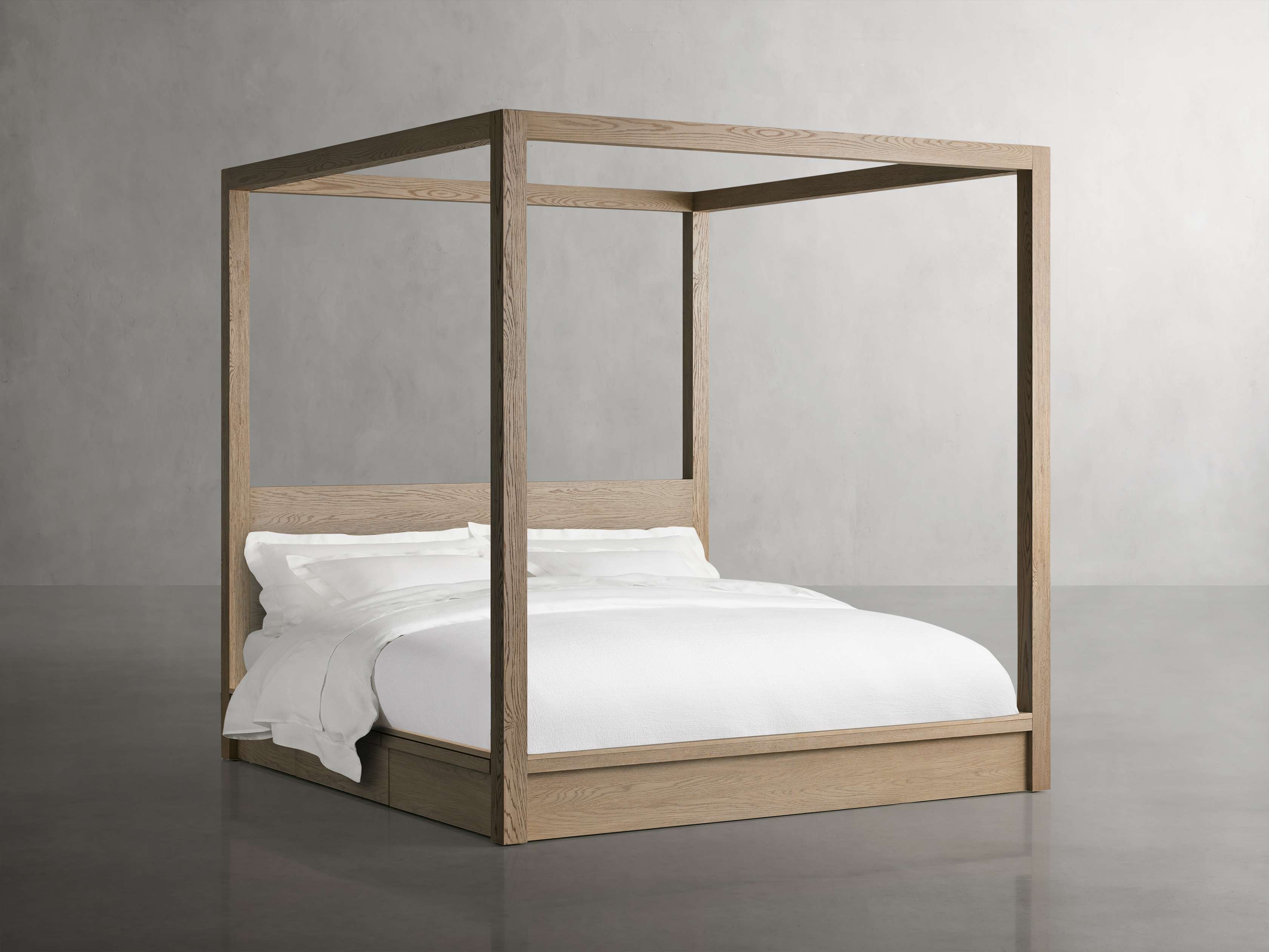 Bodhi Canopy Storage Bed Frame with Underbed Drawers - Modern Platform Bed for Bedroom, Guest Room & Dorm - Space Saving Storage Solution