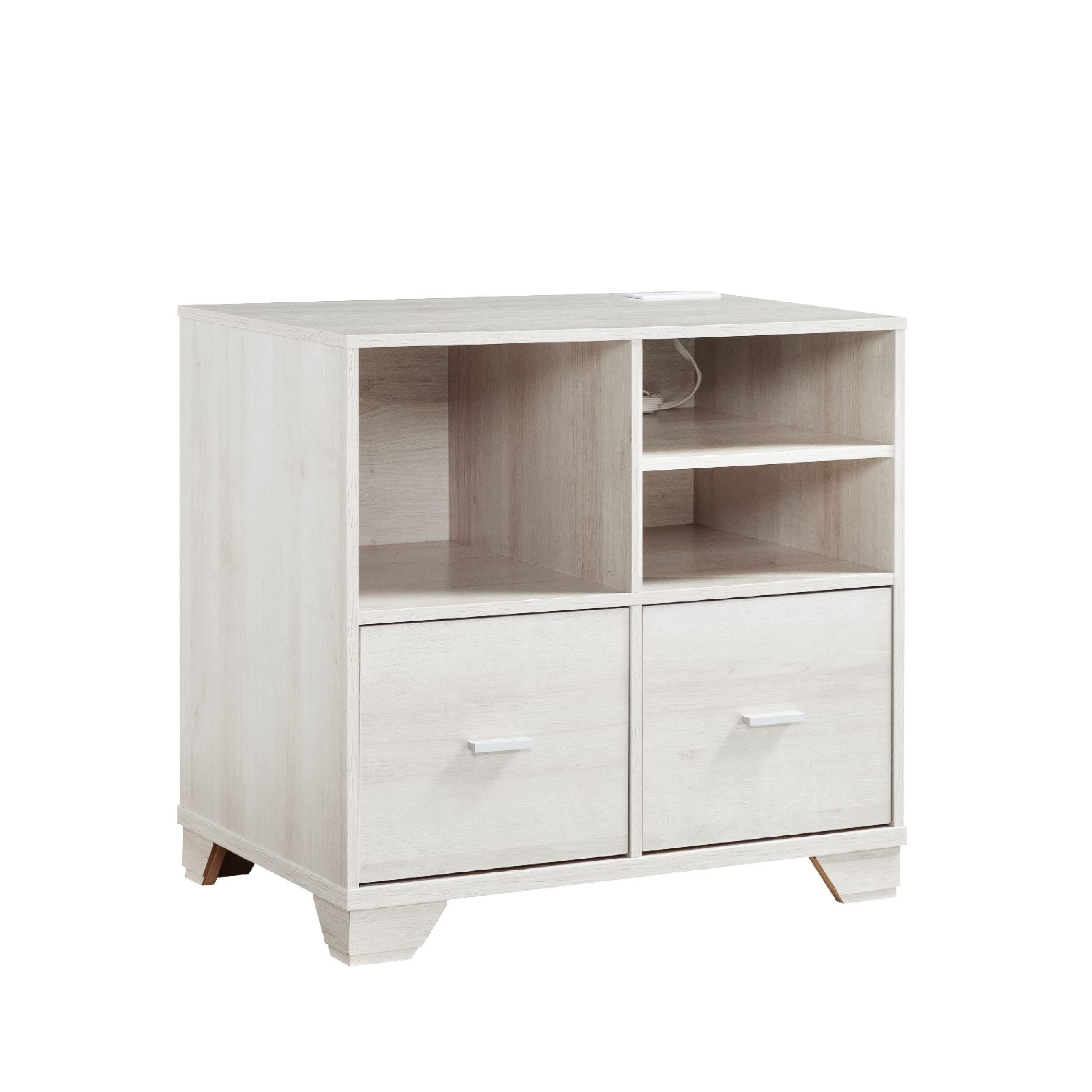 Benjara 31 Inch White File Cabinet with 2 Drawers - Printer Stand Table for Home Office, Study Room & Workspace Organization