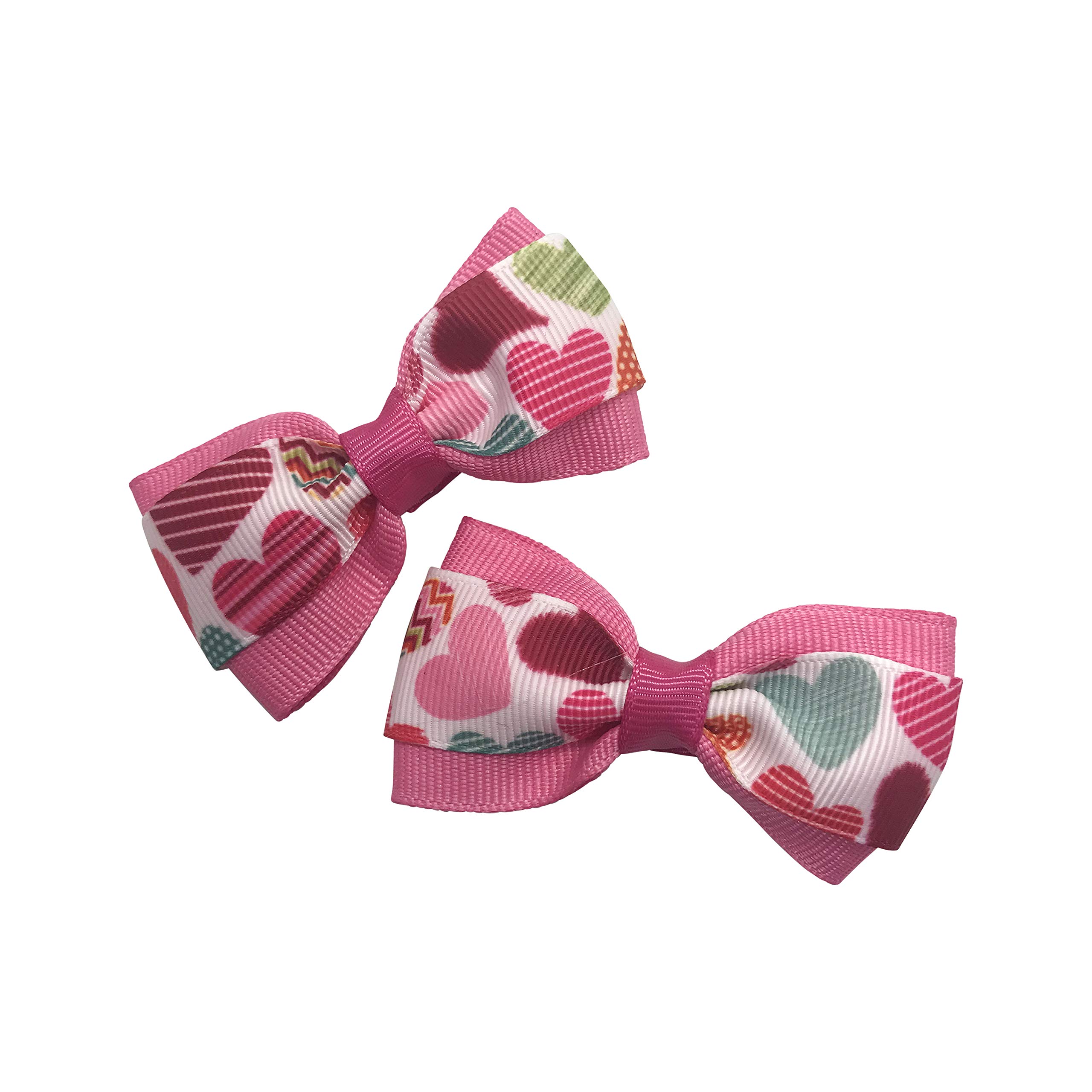 Valentine's Day Heart Hair Bows for Girls - 6 Pack Cute Toddler Hair Accessories for Pigtails, Ponytails & Braids - Perfect for Valentine's Gifts, Birthday Parties & School Events
