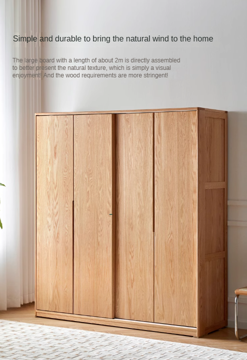 Solid Oak Wood Sliding Door Wardrobe - Durable & Stylish Closet Storage for Bedroom, Living Room, and Office Organization