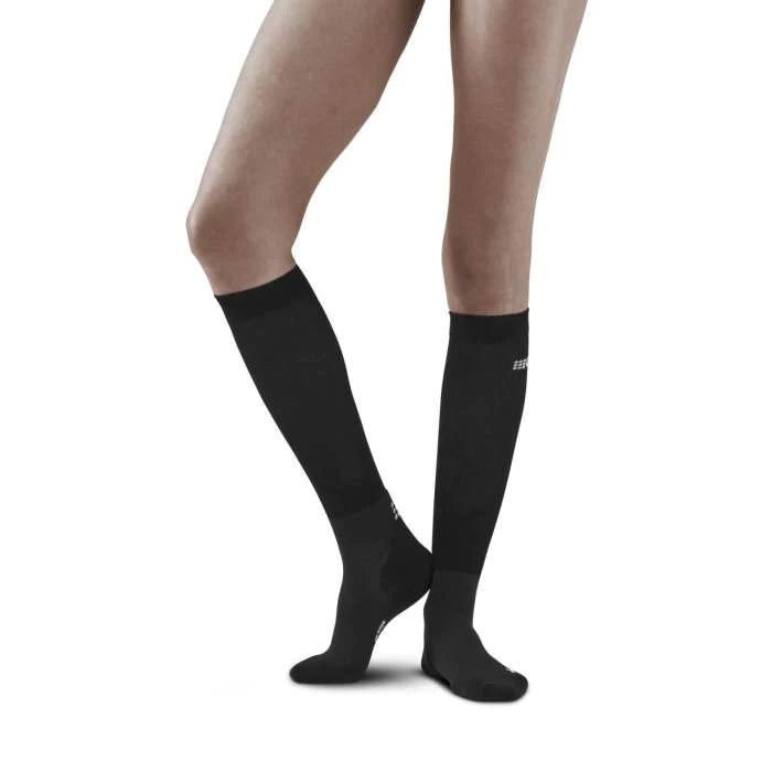 CEP Women's Infrared Recovery Socks - Tall Compression Socks for Circulation & Muscle Recovery (Black/Black) - Ideal for Running, Yoga & Post-Workout Recovery