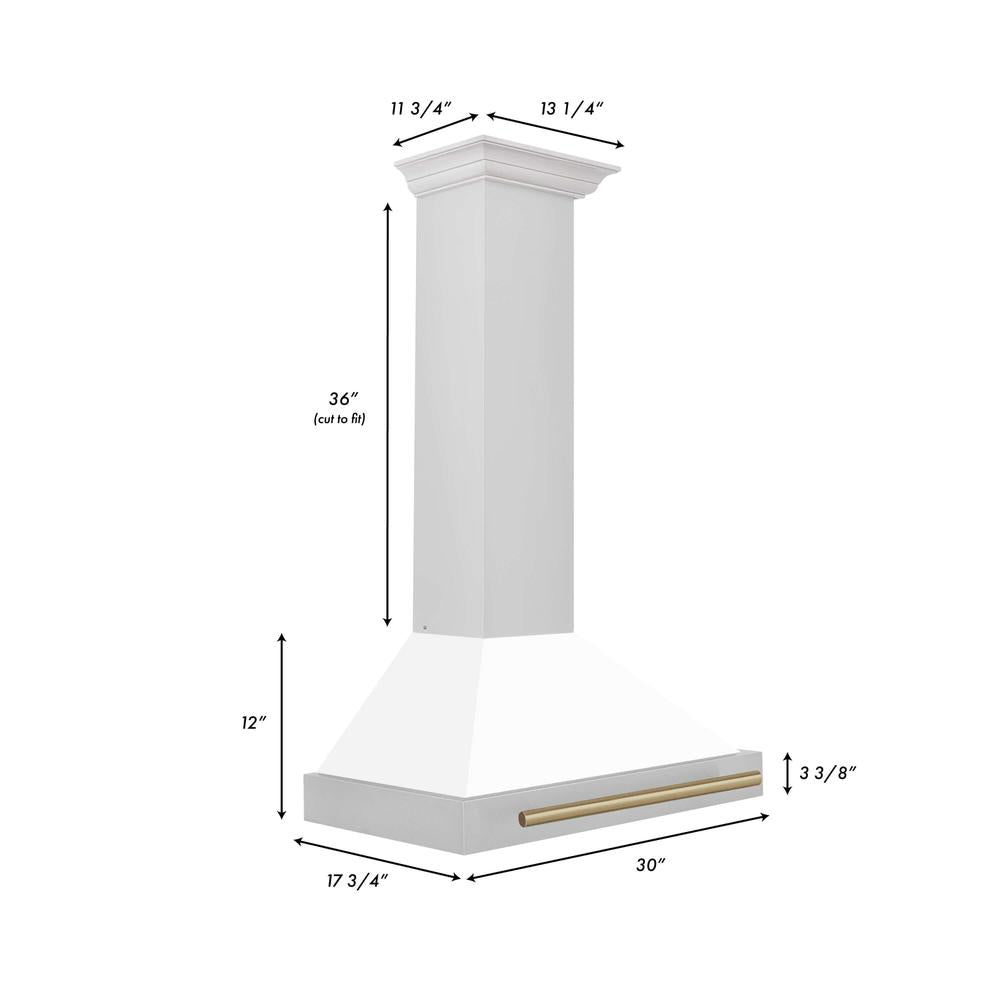 ZLINE KB4STZ WM30 30-Inch Convertible Stainless Steel Range Hood - White Matte Shell with Modern Accents | Powerful Kitchen Ventilation for Gas Stoves & Cooking Areas | Perfect for Home Chefs & Modern Kitchens