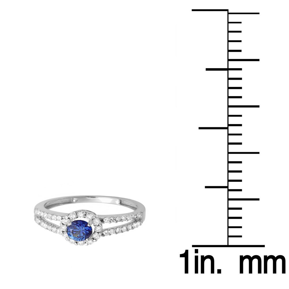 18K Solid White Gold Blue Sapphire and Diamond Halo Engagement Ring for Women - Elegant Bridal Jewelry Gift for Wedding, Proposal & Anniversary