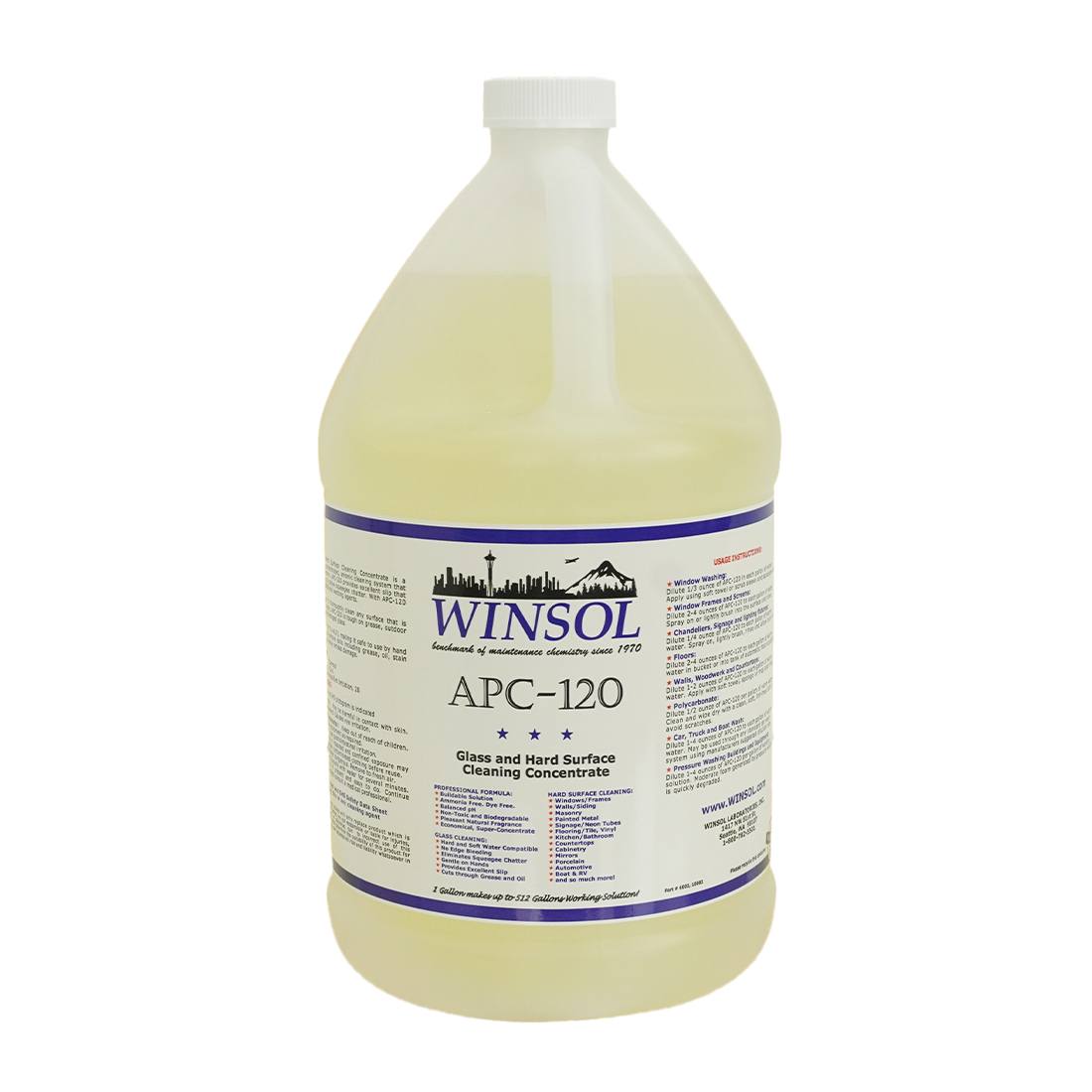 Winsol APC 120 Professional Window Cleaning Concentrate Solution - Streak-Free Glass Cleaner for Home, Office & Auto Windows
